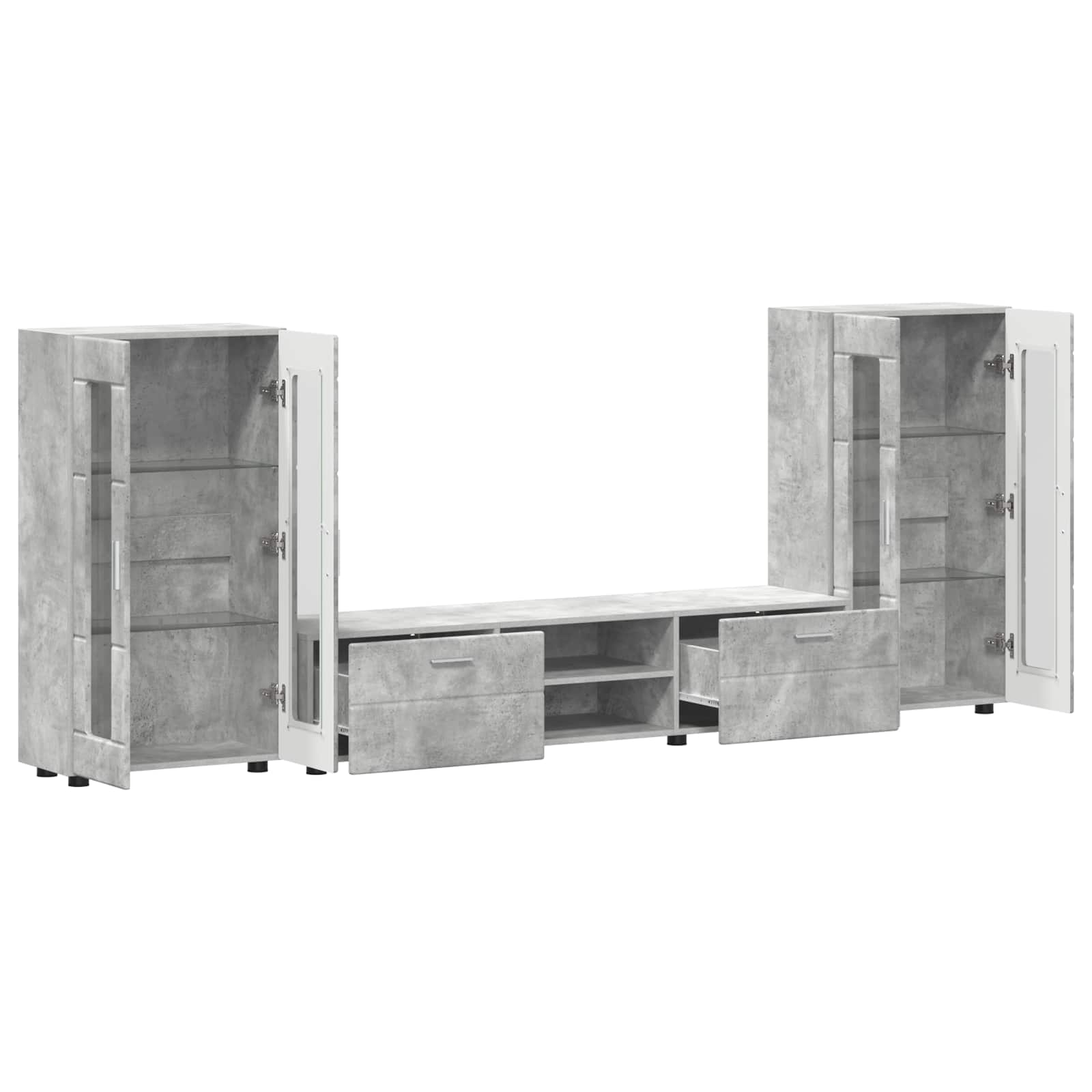 Tv-Schrankset Mit Regal Florin 3 Pcs Beton Grau Holzwerkstoff Betongrau