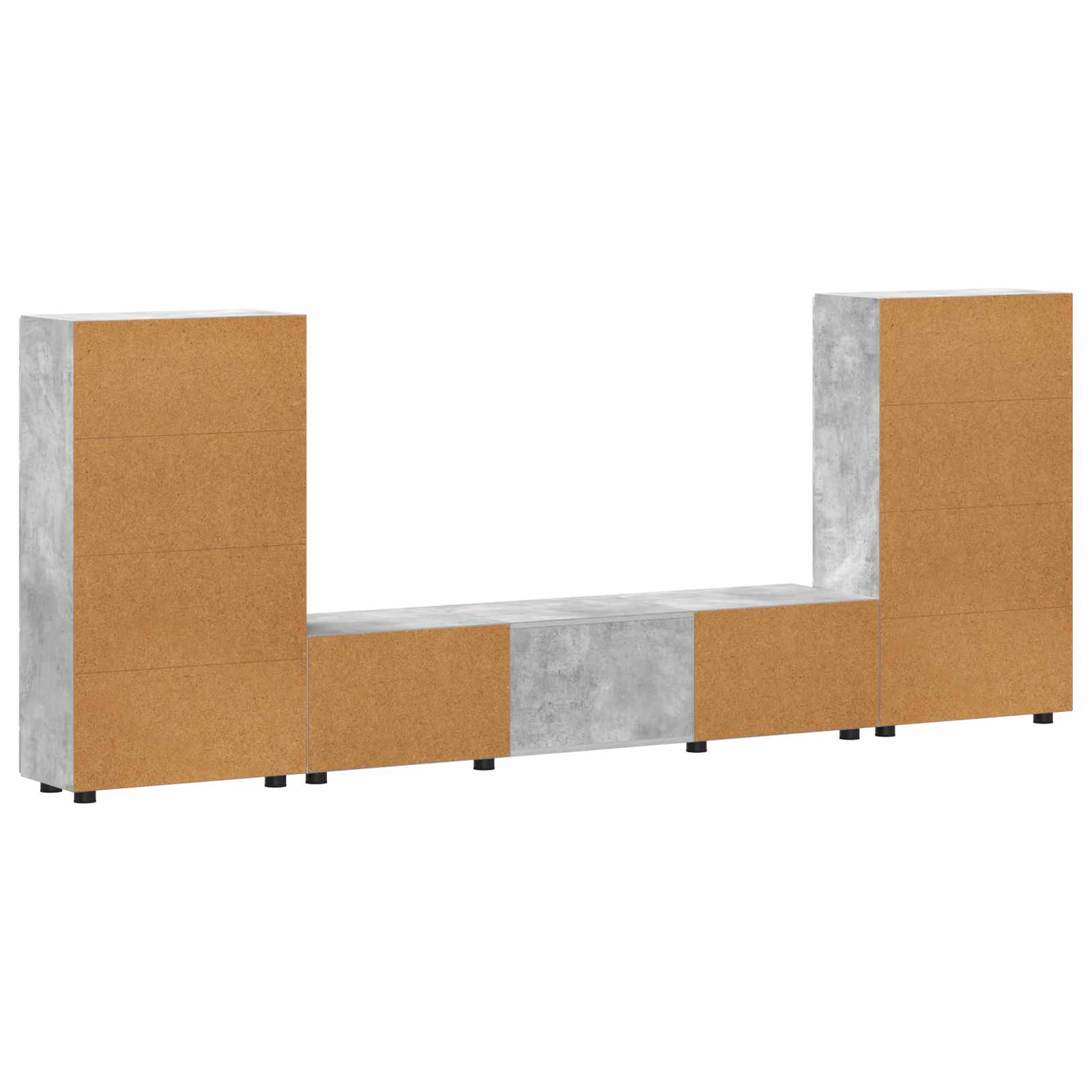 Tv-Schrankset Mit Regal Florin 3 Pcs Beton Grau Holzwerkstoff Betongrau
