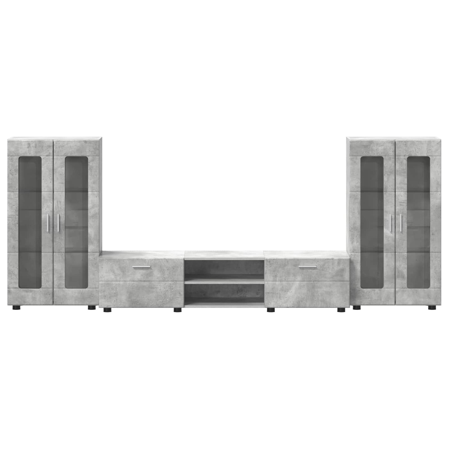 Tv-Schrankset Mit Regal Florin 3 Pcs Beton Grau Holzwerkstoff Betongrau