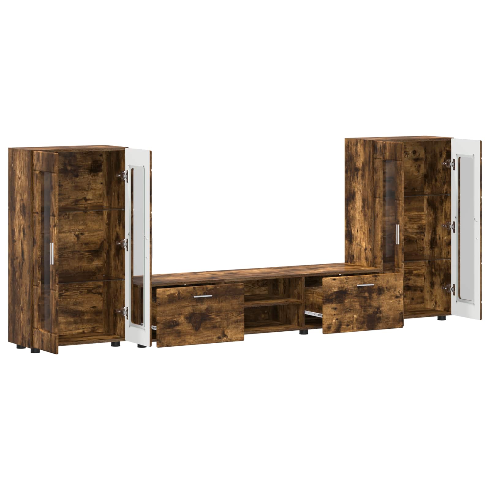 Tv-Schrankset Florin 3 Pcs Geräucherte Eiche Holzwerkstoff Räuchereiche