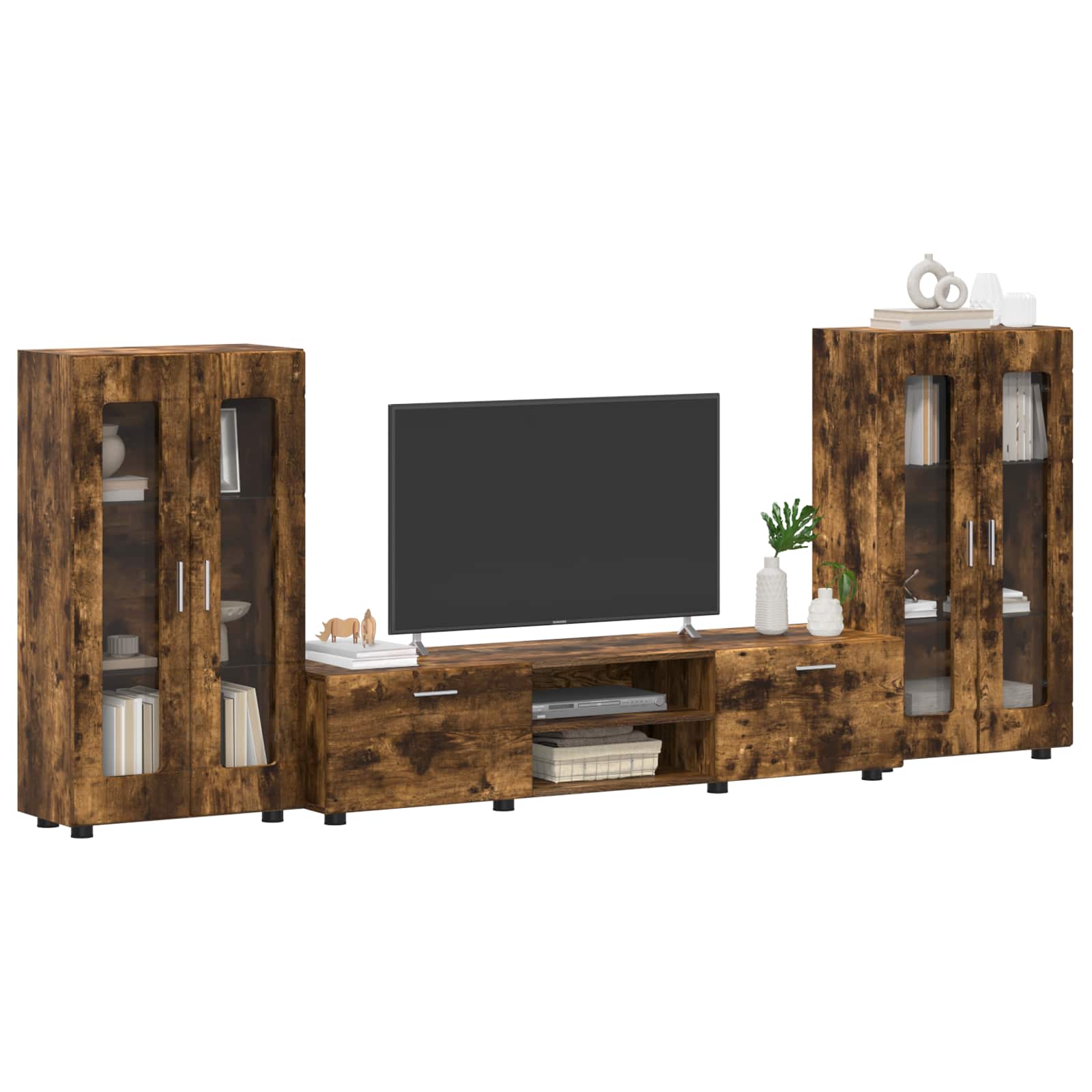 Tv-Schrankset Florin 3 Pcs Geräucherte Eiche Holzwerkstoff Räuchereiche