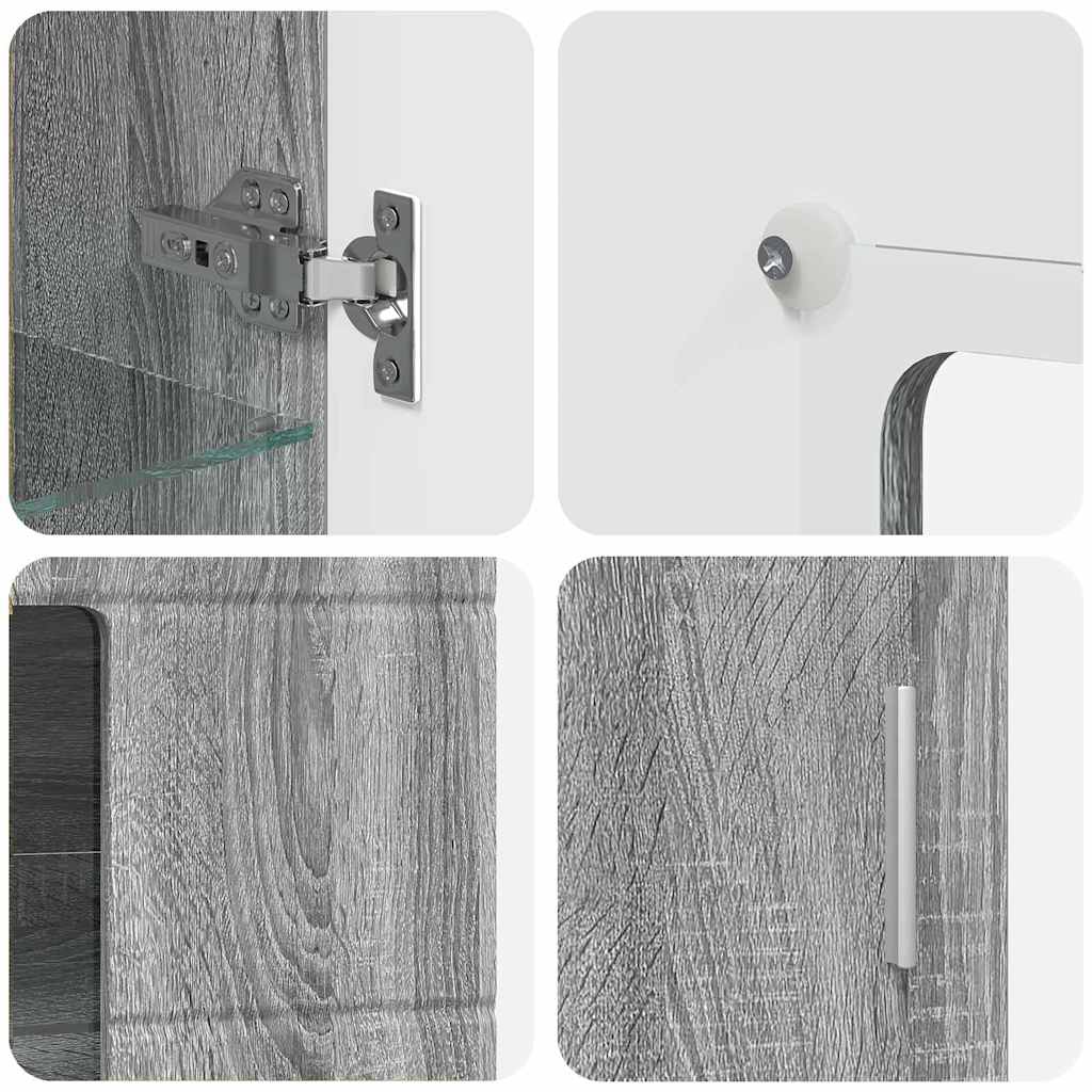 Tv-Schrankset Mit Tür Florin 3 Pcs Graues Sonoma Holzwerkstoff Grau Sonoma