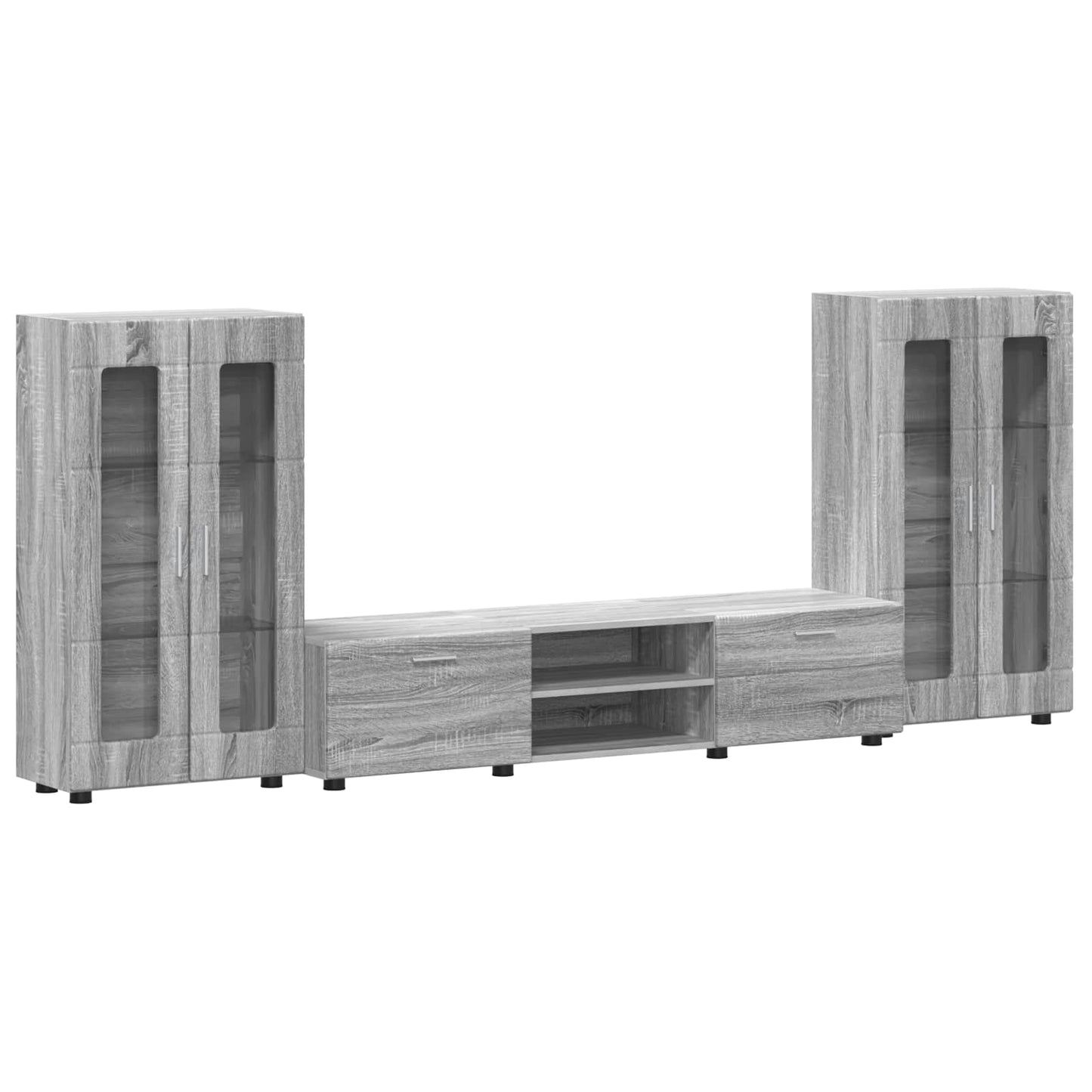 Tv-Schrankset Mit Tür Florin 3 Pcs Graues Sonoma Holzwerkstoff Grau Sonoma