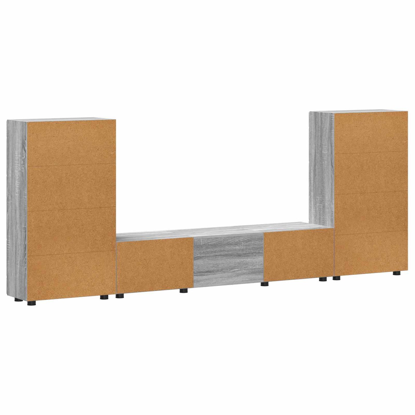 Tv-Schrankset Mit Tür Florin 3 Pcs Graues Sonoma Holzwerkstoff Grau Sonoma