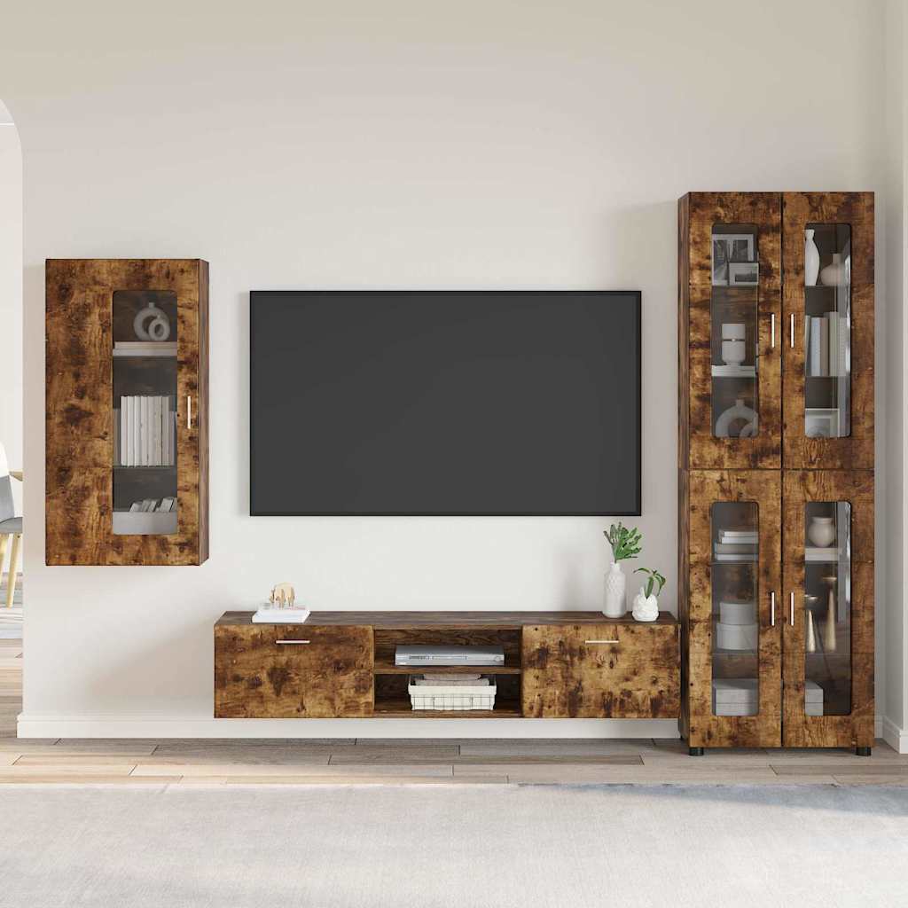 Tv-Schrankset Florin 3 Pcs Geräucherte Eiche Holzwerkstoff Räuchereiche