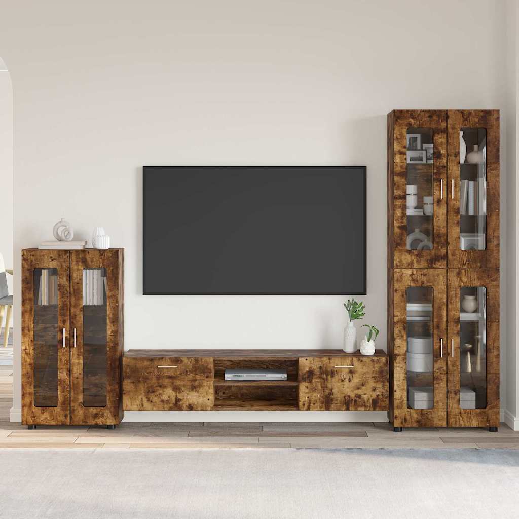 Tv-Schrankset Florin 3 Pcs Geräucherte Eiche Holzwerkstoff Räuchereiche