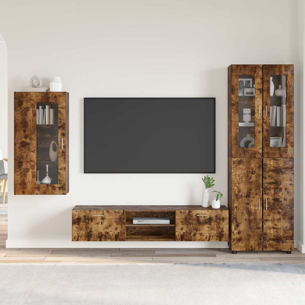 Tv-Schrankset Florin 3 Pcs Geräucherte Eiche Holzwerkstoff Räuchereiche