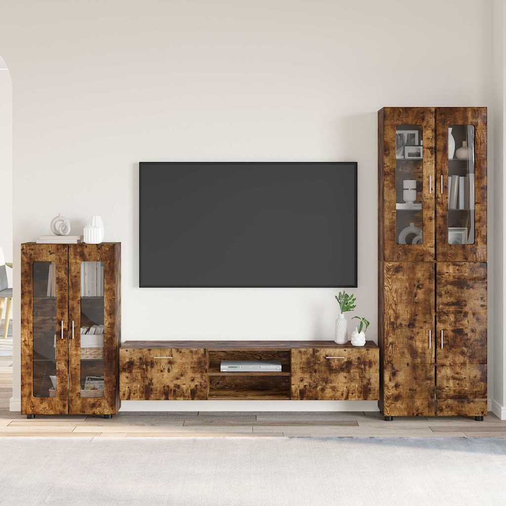 Tv-Schrankset Florin 3 Pcs Geräucherte Eiche Holzwerkstoff Räuchereiche