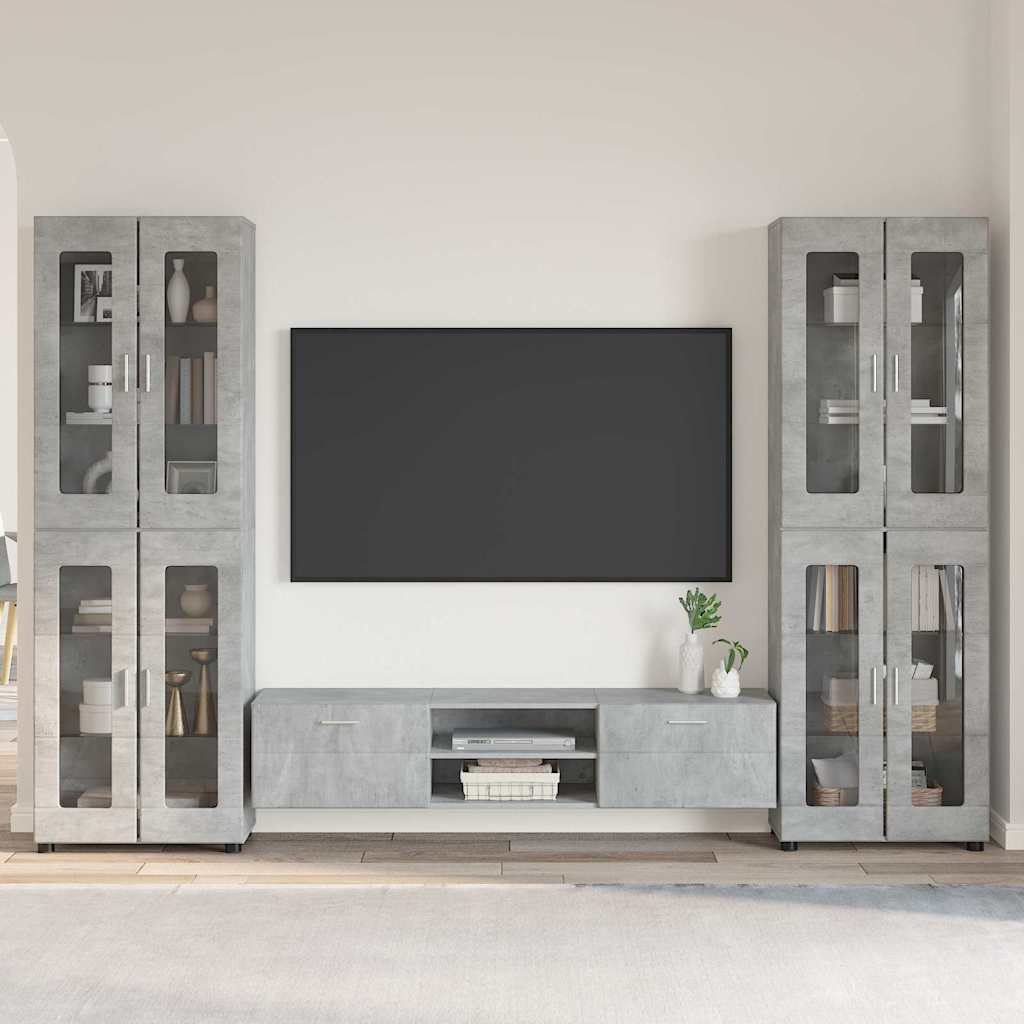 Tv-Schrankset Mit Regal Florin 3 Pcs Beton Grau Holzwerkstoff Betongrau