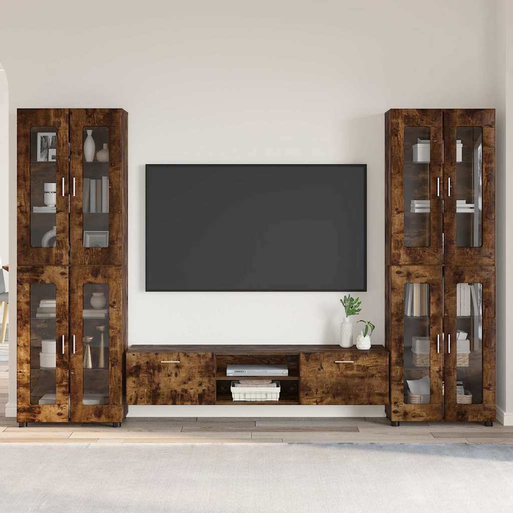 Tv-Schrankset Florin 3 Pcs Geräucherte Eiche Holzwerkstoff Räuchereiche