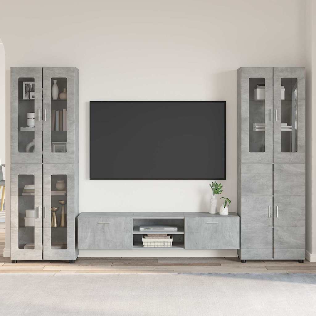Tv-Schrankset Mit Regal Florin 3 Pcs Beton Grau Holzwerkstoff Betongrau