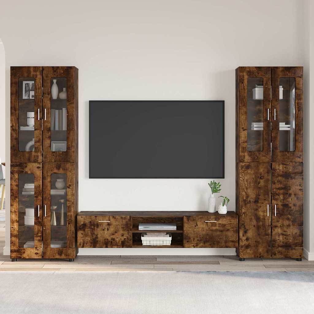 Tv-Schrankset Florin 3 Pcs Geräucherte Eiche Holzwerkstoff Räuchereiche