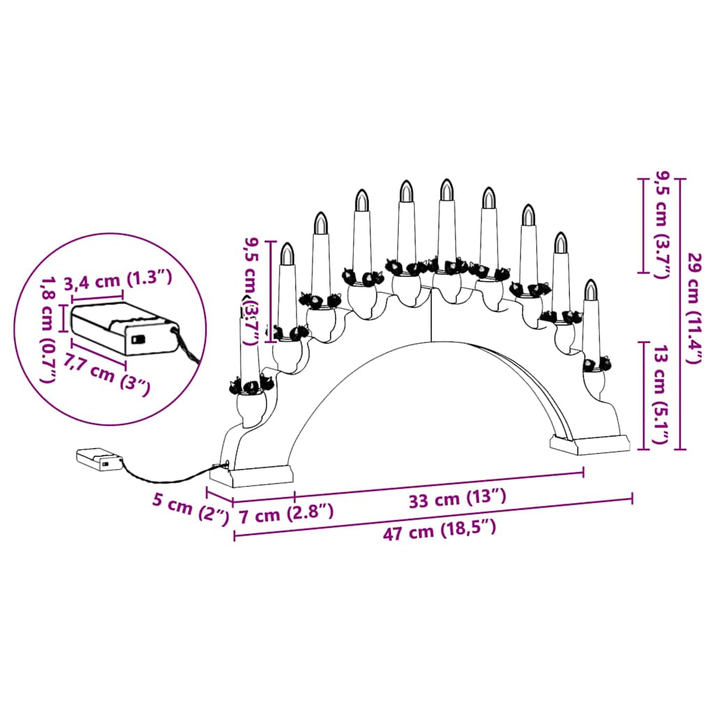 Weihnachtskerzenbogen Mit 10 Led Kerzen Braun 47 X 5 X 29 Cm