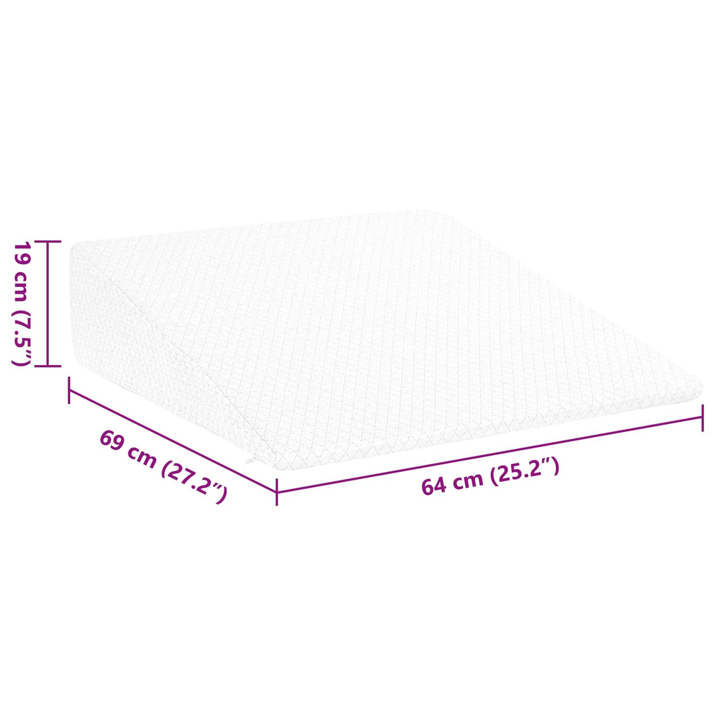Keil Kopfkissen Uni 69 X 64 X 19 Cm Viscoschaum