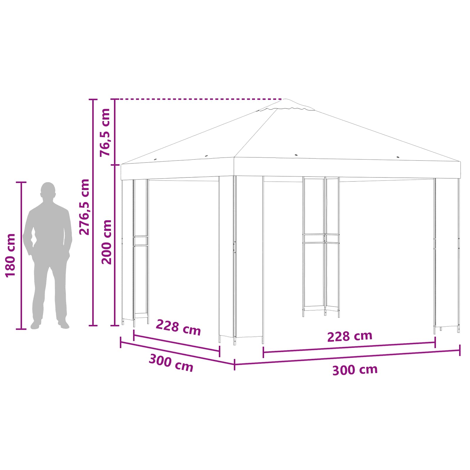Pavillon 3 X 3 M Polyester Und Stahl 190 Gsm