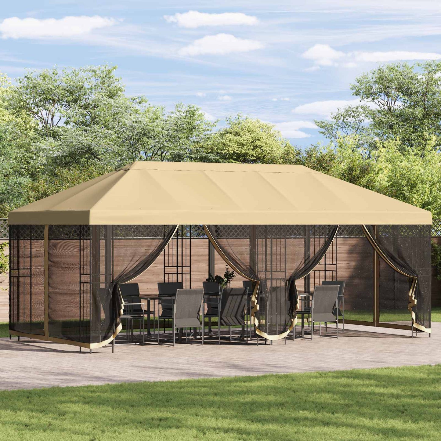 Pavillon Dach Mit Seitenwänden 6 X 3 M Polyester 190