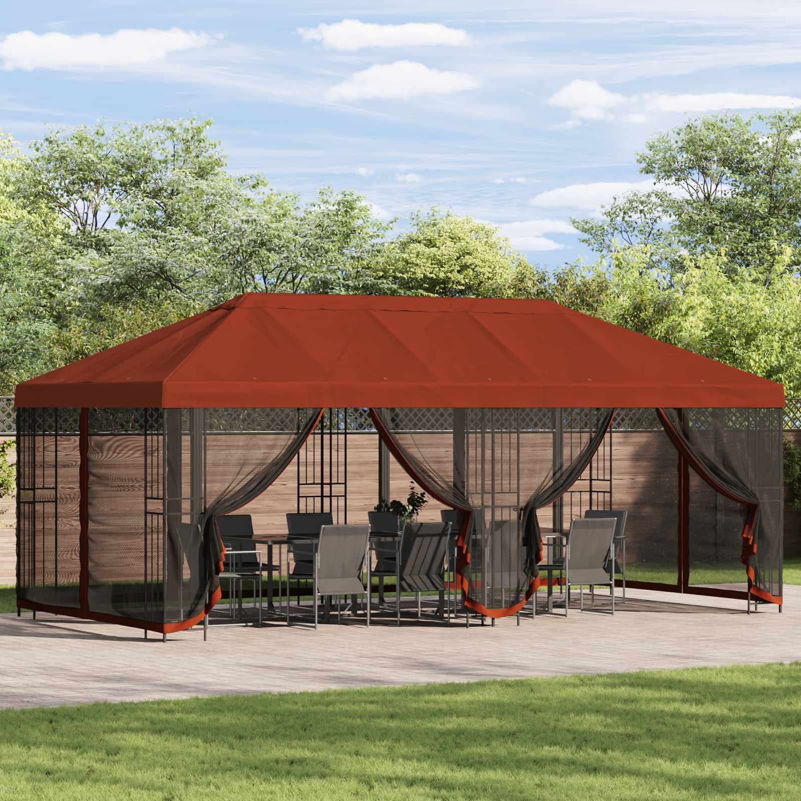 Pavillon Dach Mit Seitenwänden 6 X 3 M Polyester 190