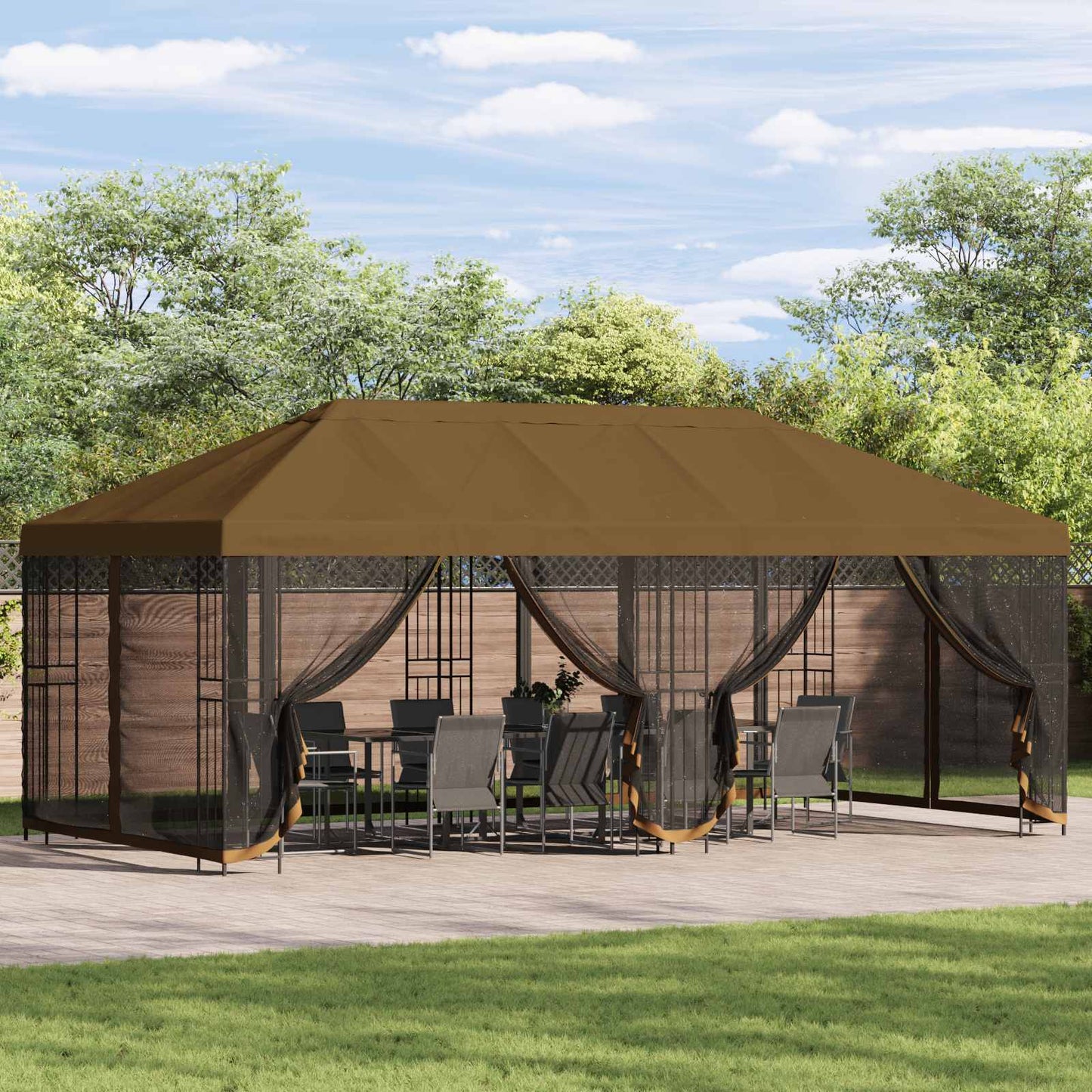 Pavillon Dach Mit Seitenwänden 6 X 3 M Polyester 190