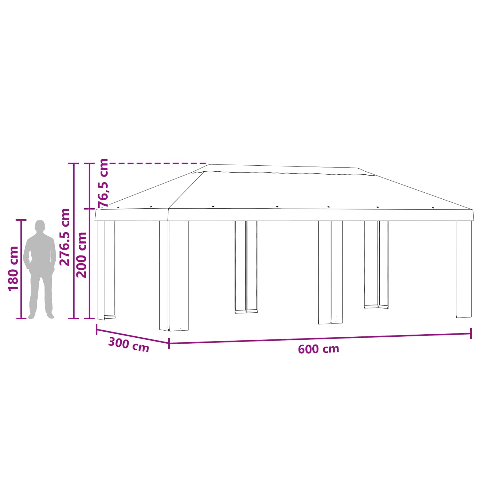 Pavillon Abdeckung 6 X 3 M Polyester 190 Gsm
