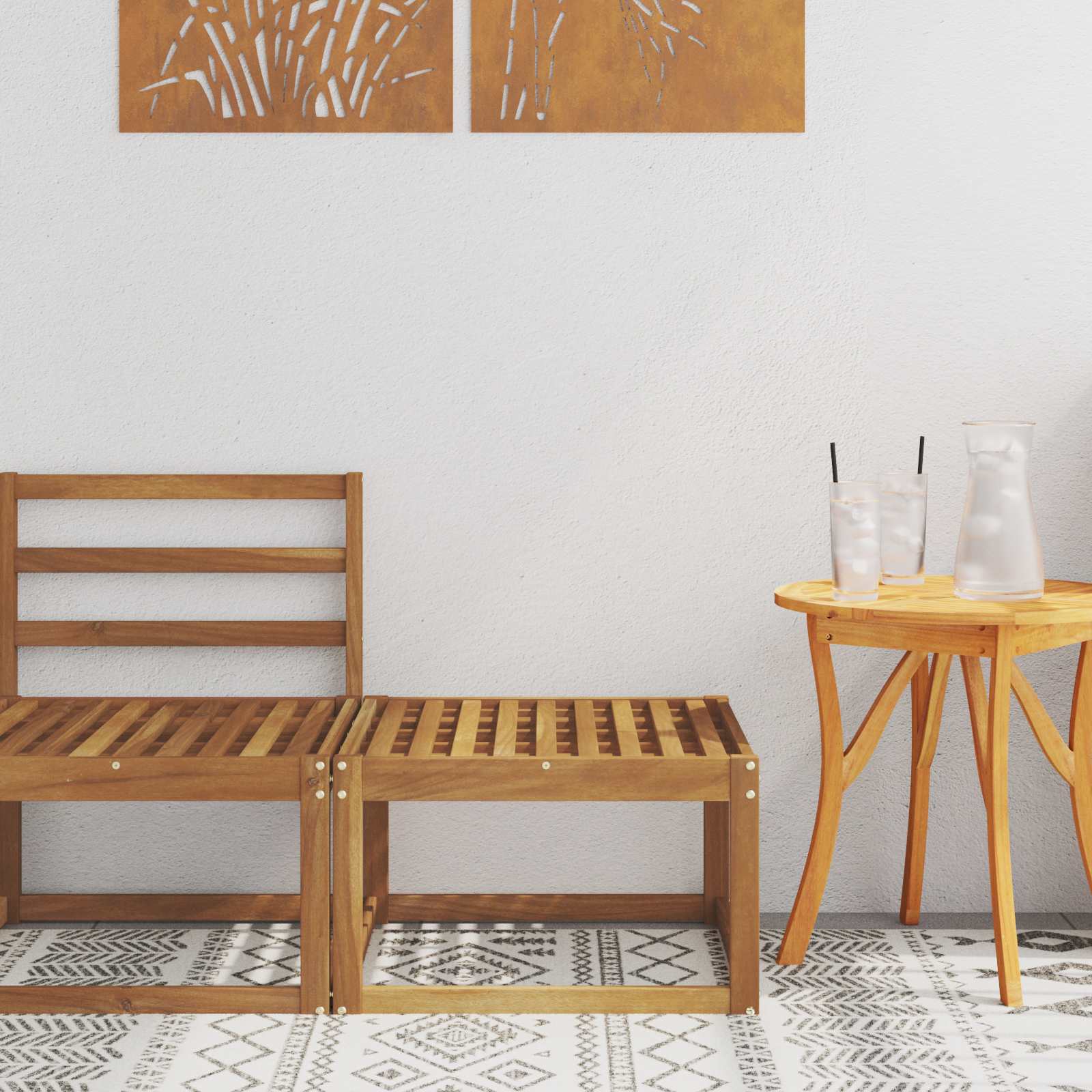 2 Stück Outdoor Mittelsofa Massivholz Akazie