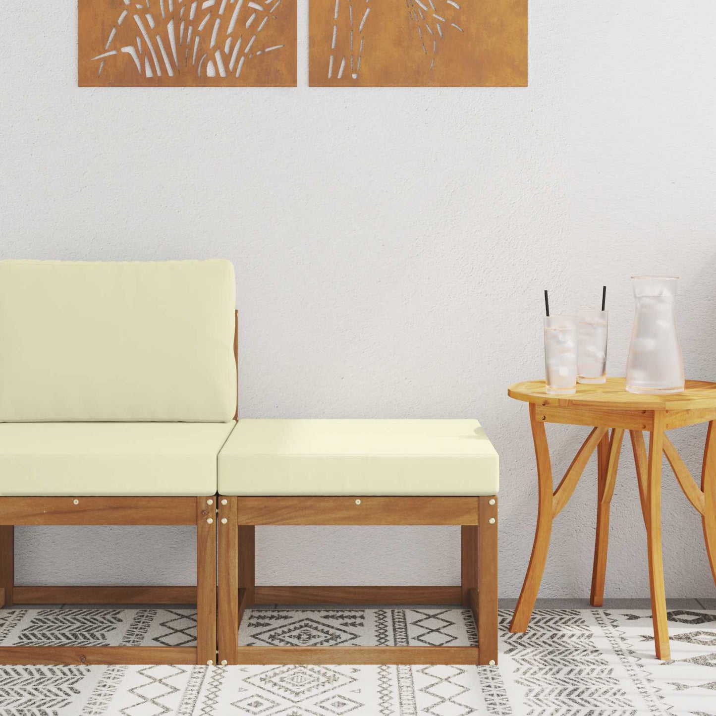 2 Stück Outdoor Mittelsofa Massivholz Akazie