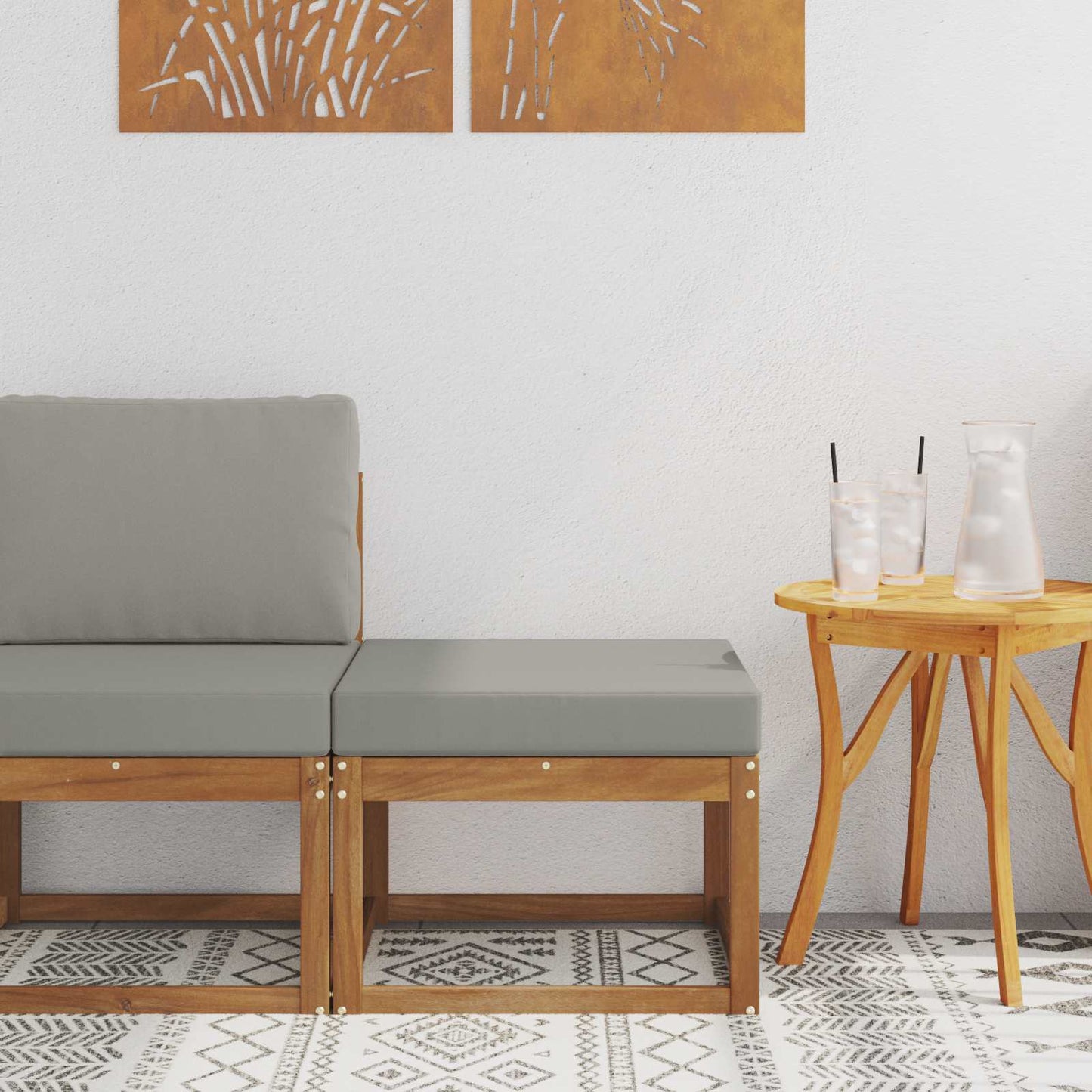 2 Stück Outdoor Mittelsofa Massivholz Akazie