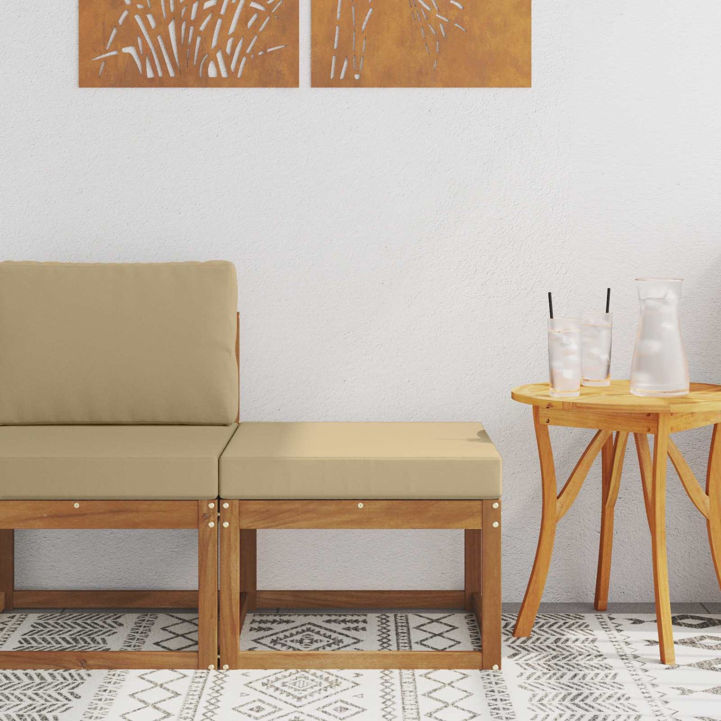 2 Stück Outdoor Mittelsofa Massivholz Akazie
