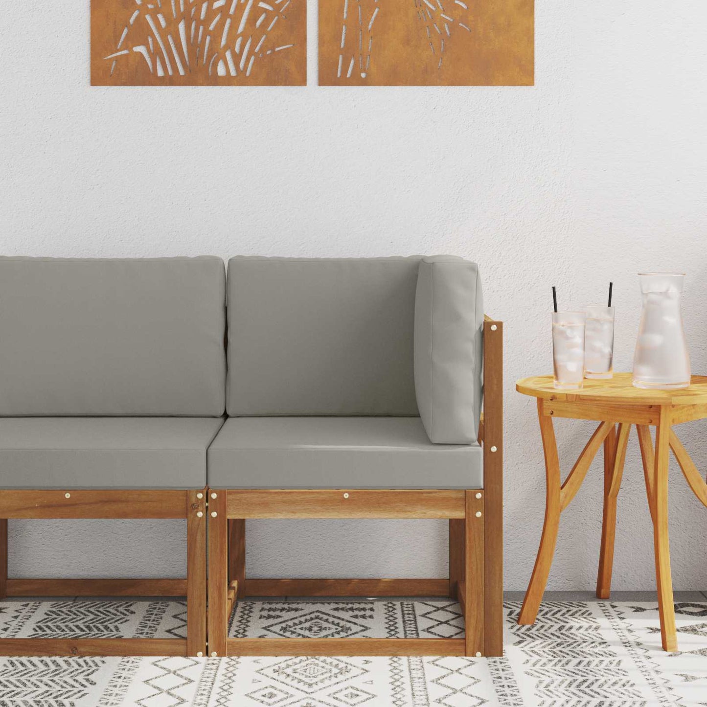 2 Stück Outdoor Mittelsofa Massivholz Akazie