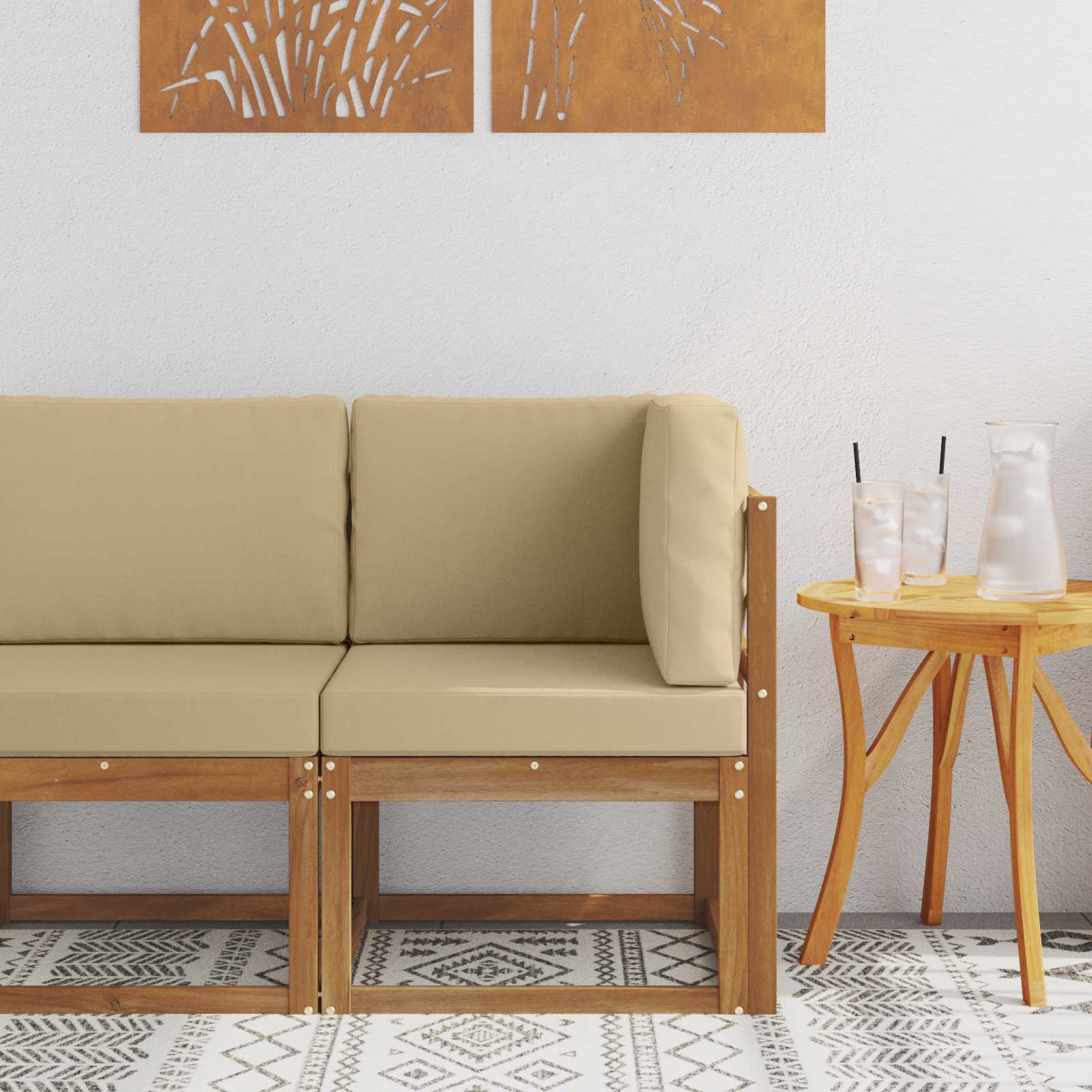2 Stück Outdoor Mittelsofa Massivholz Akazie