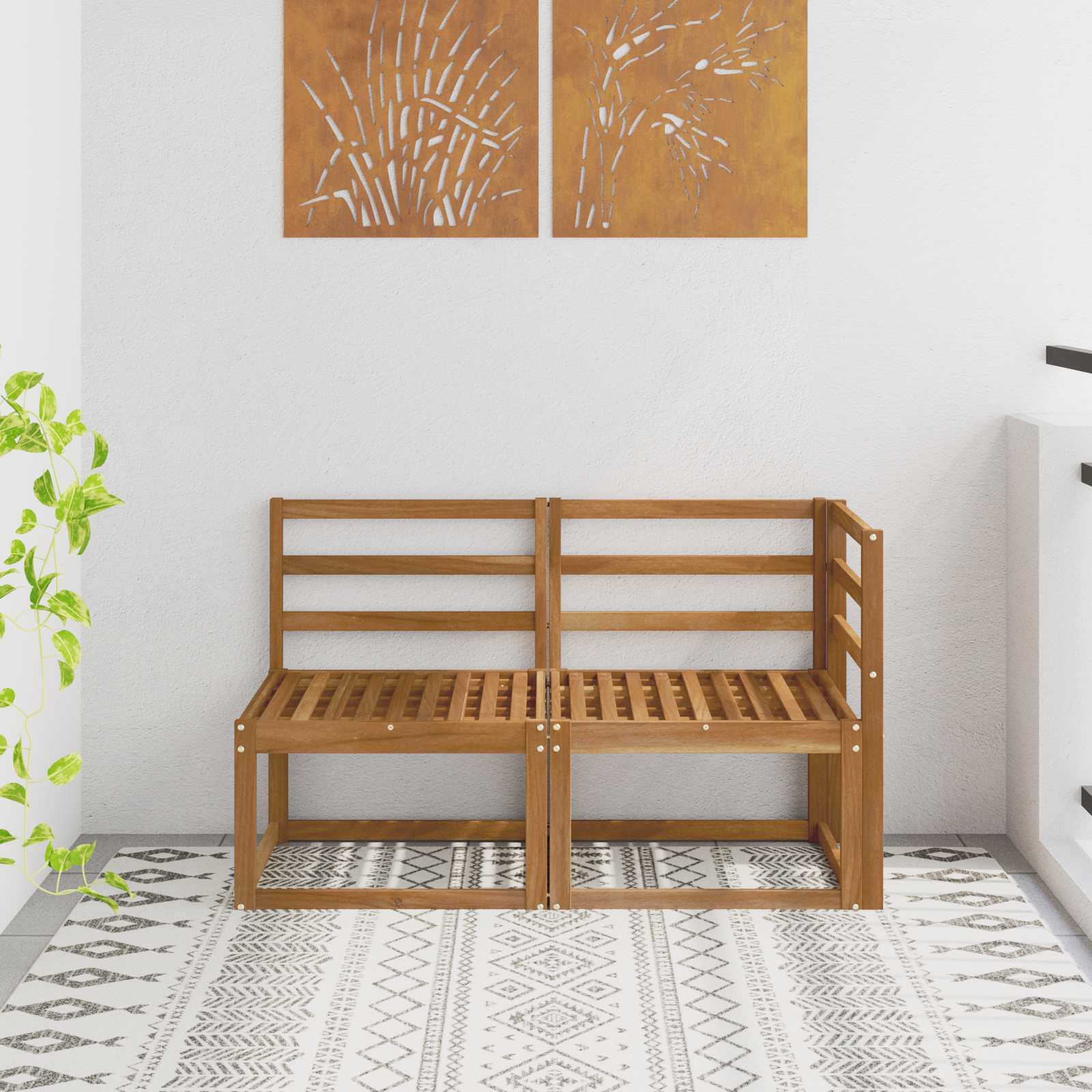 2 Stück Outdoor Mittelsofa Massivholz Akazie