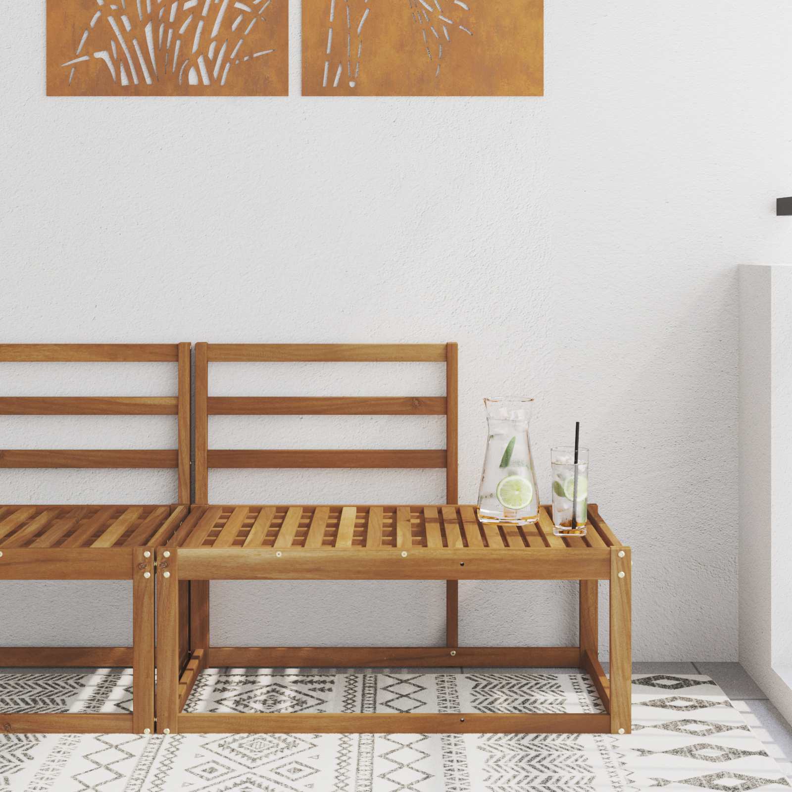 2 Stück Outdoor Mittelsofa Massivholz Akazie
