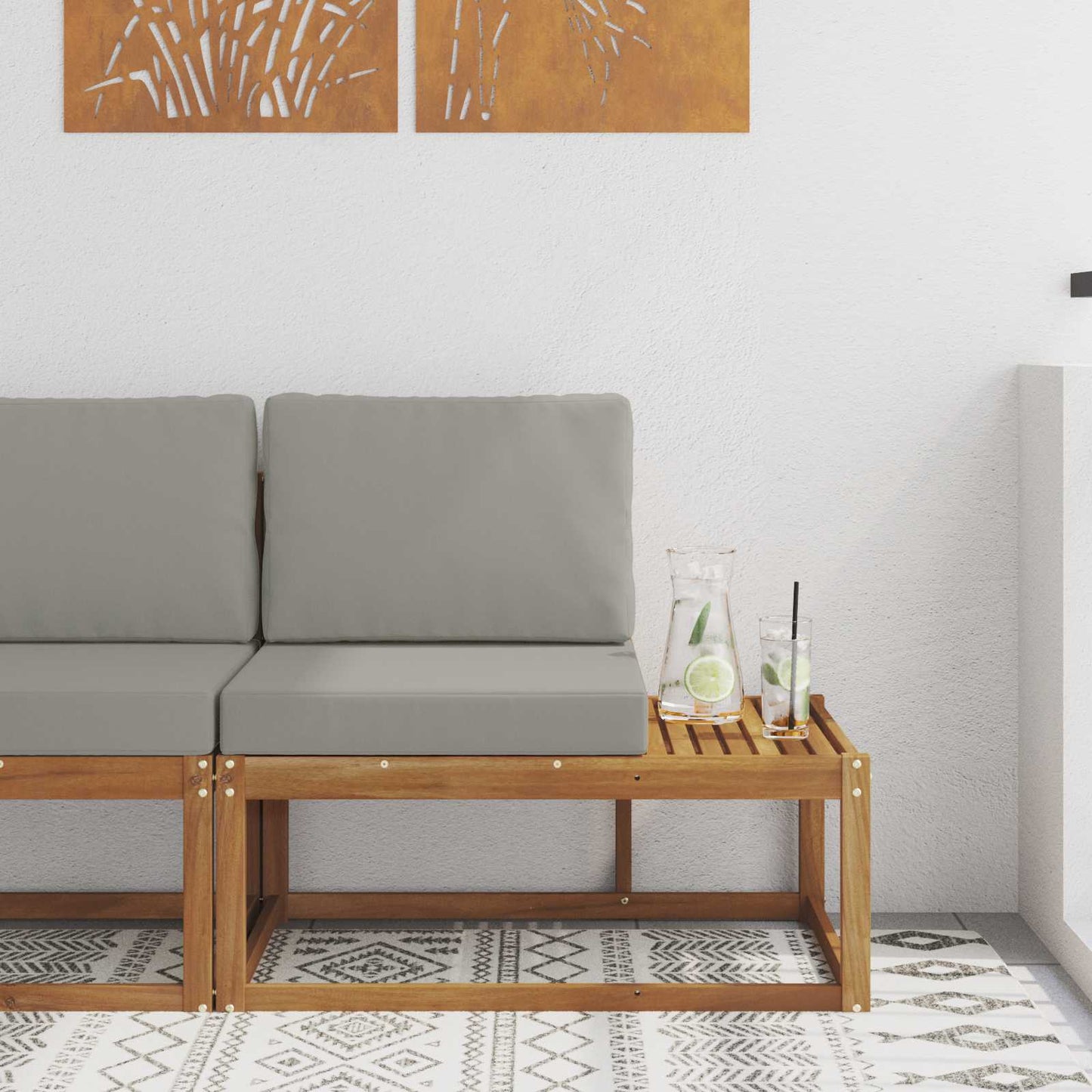 2 Stück Outdoor Mittelsofa Massivholz Akazie