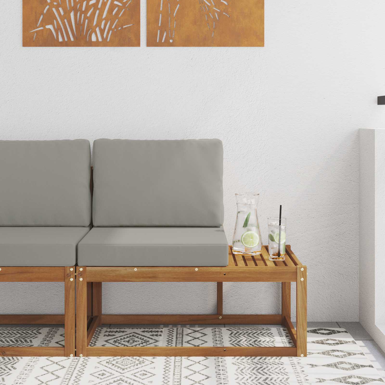 2 Stück Outdoor Mittelsofa Massivholz Akazie