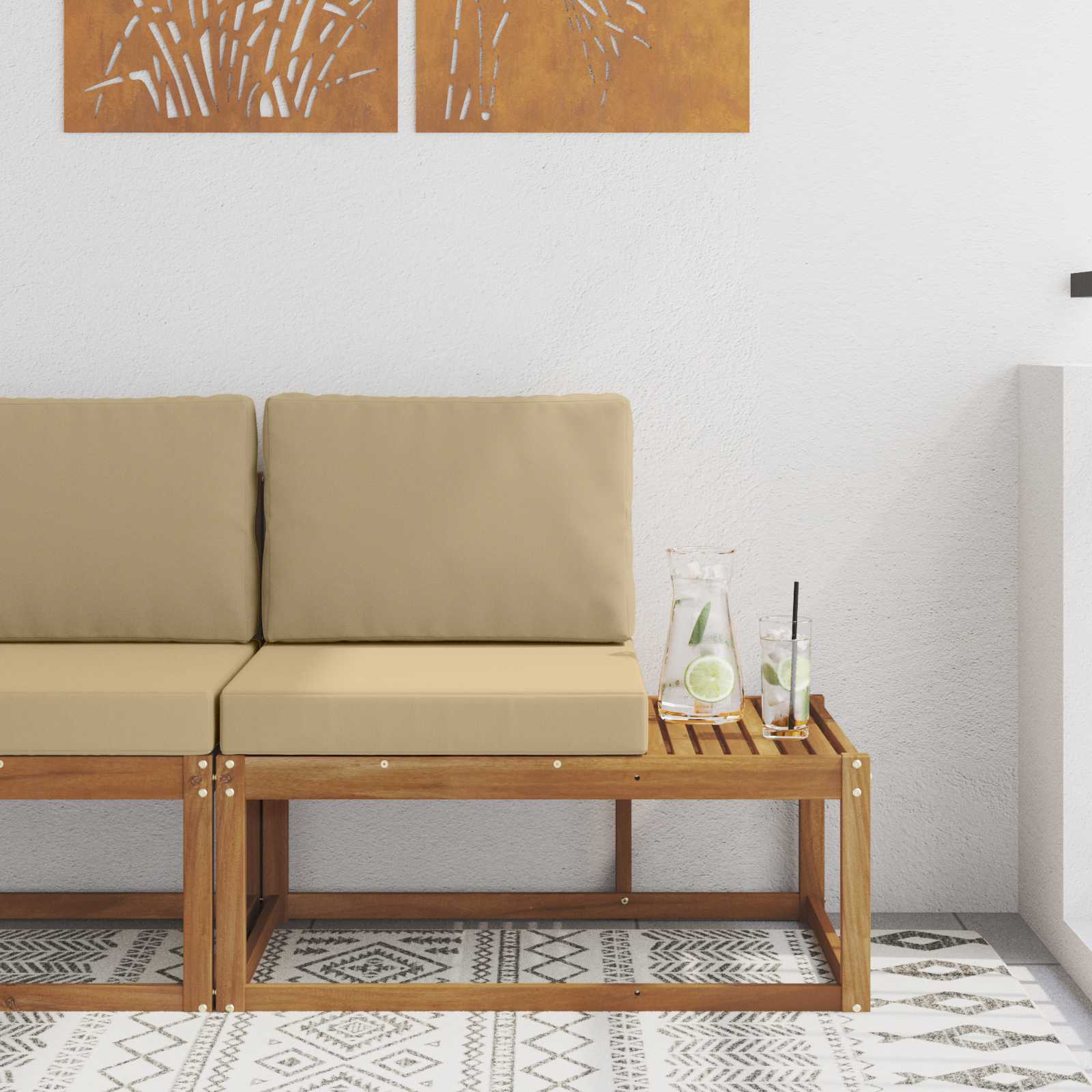 2 Stück Outdoor Mittelsofa Massivholz Akazie