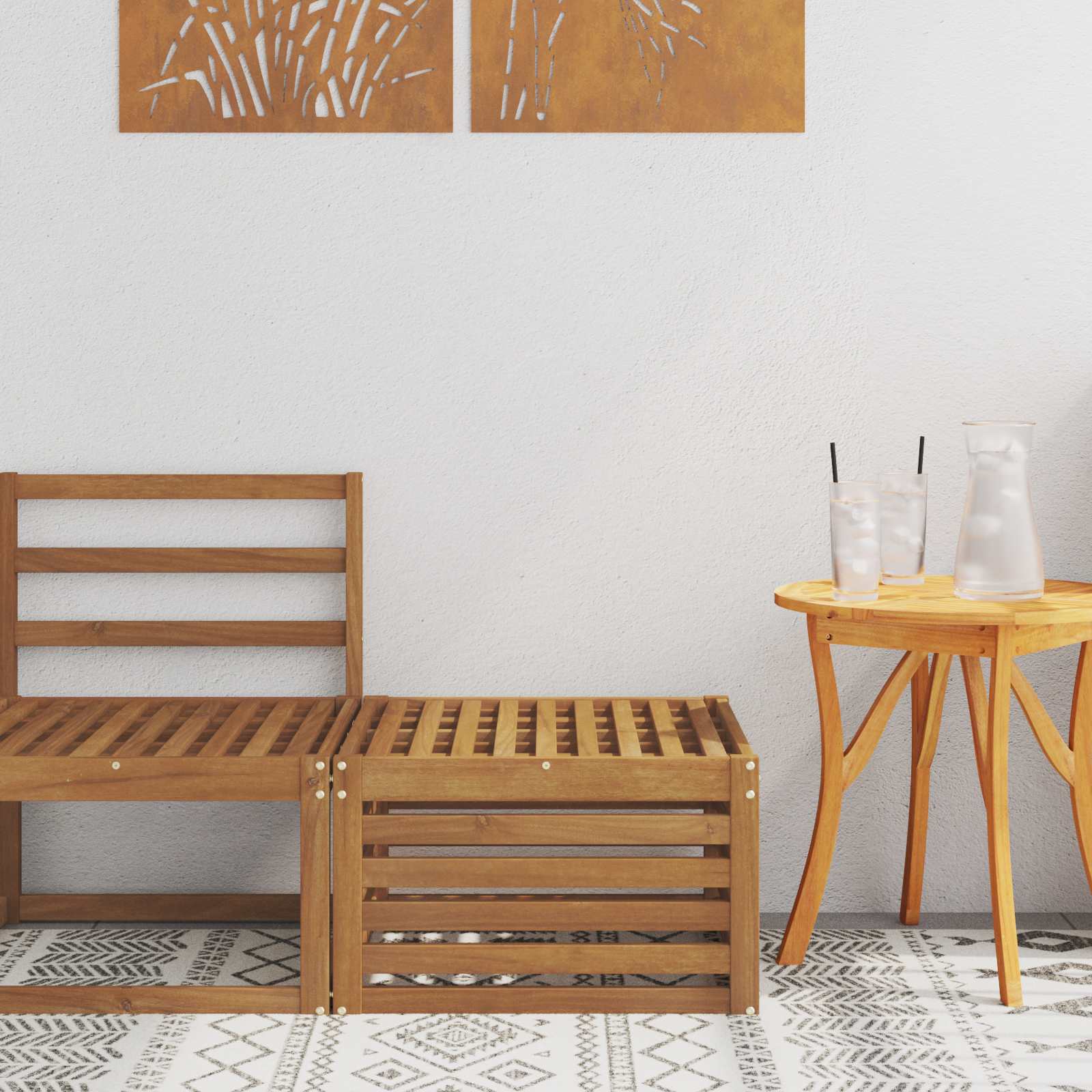 Outdoor Weiß 91 X 63 X 73 Cm Massivholz Akazie