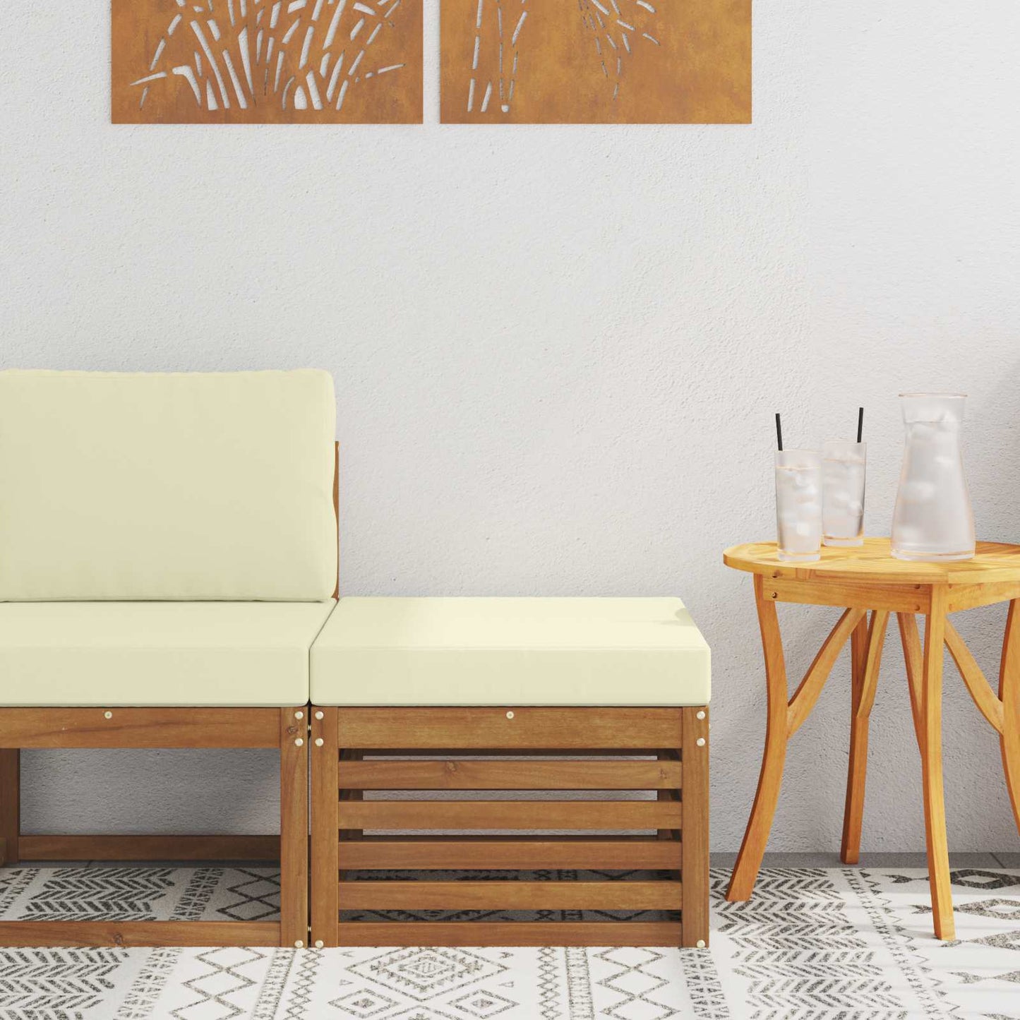 Outdoor Weiß 91 X 63 X 73 Cm Massivholz Akazie
