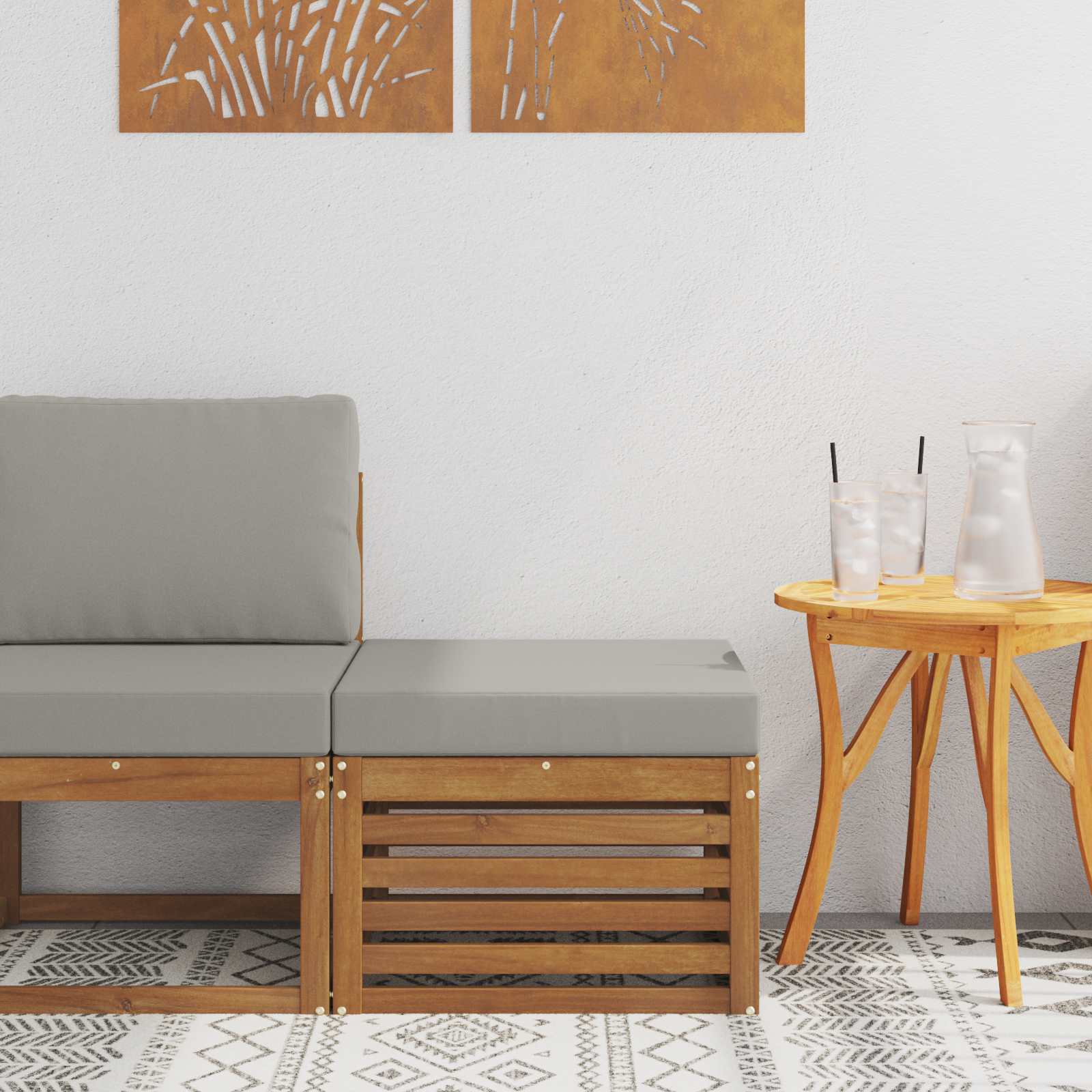 Outdoor Weiß 91 X 63 X 73 Cm Massivholz Akazie
