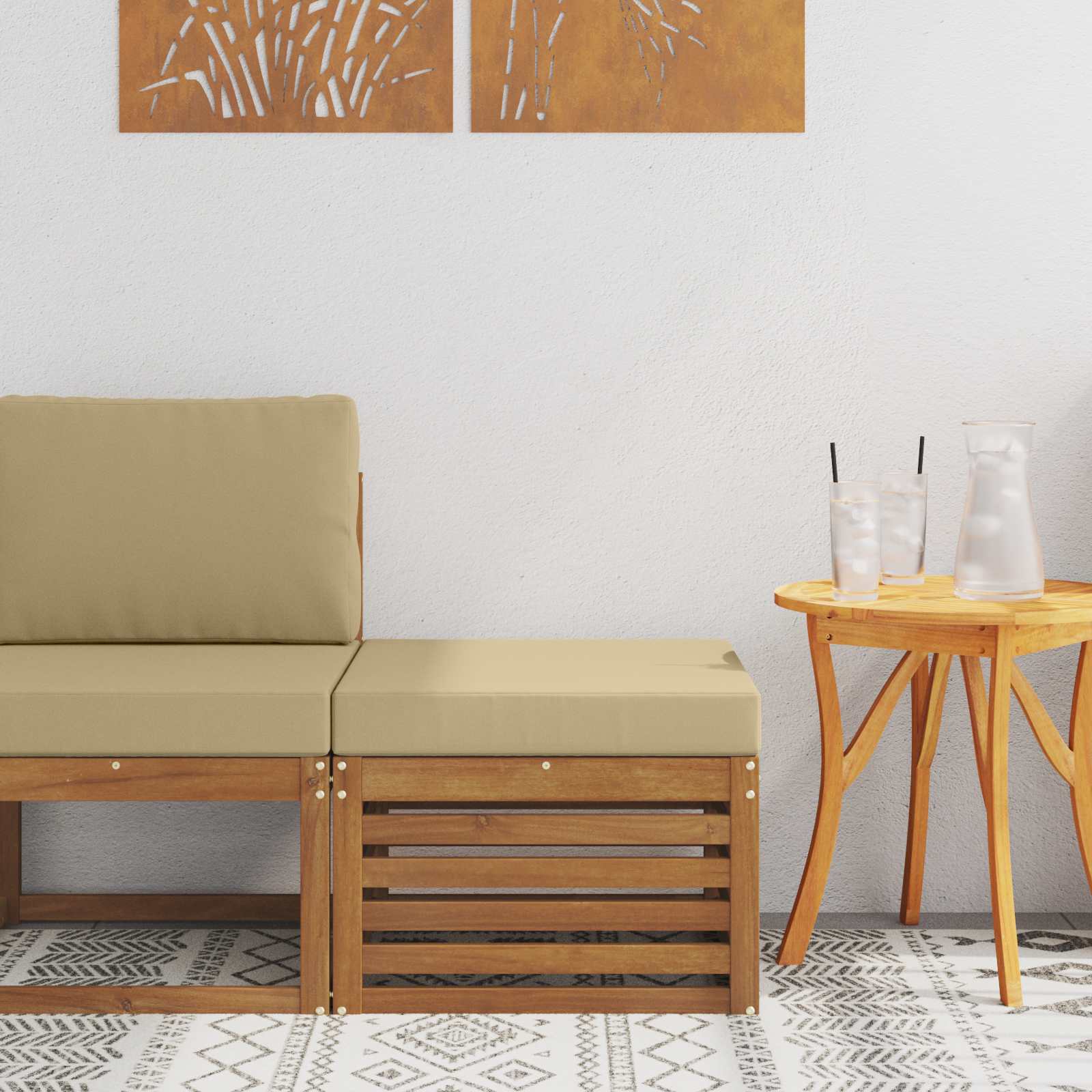 Outdoor Weiß 91 X 63 X 73 Cm Massivholz Akazie