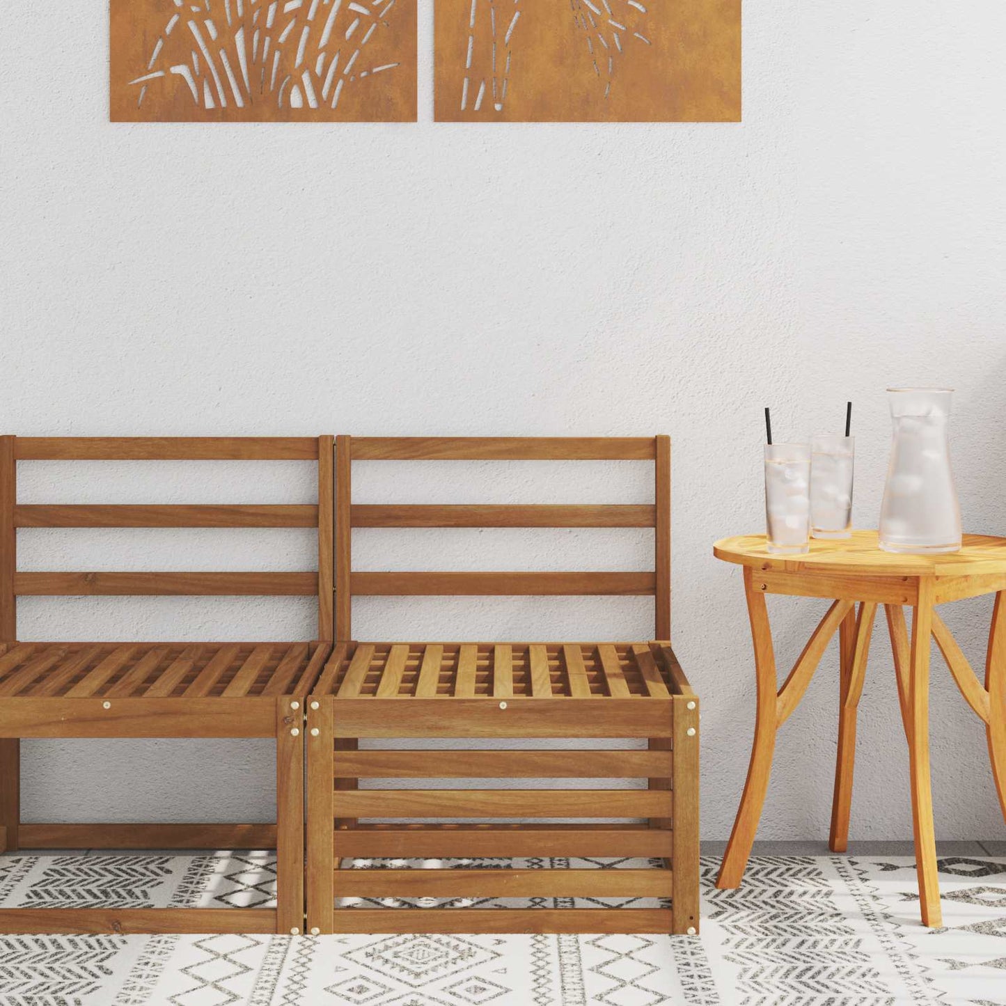 Outdoor Weiß 91 X 63 X 73 Cm Massivholz Akazie