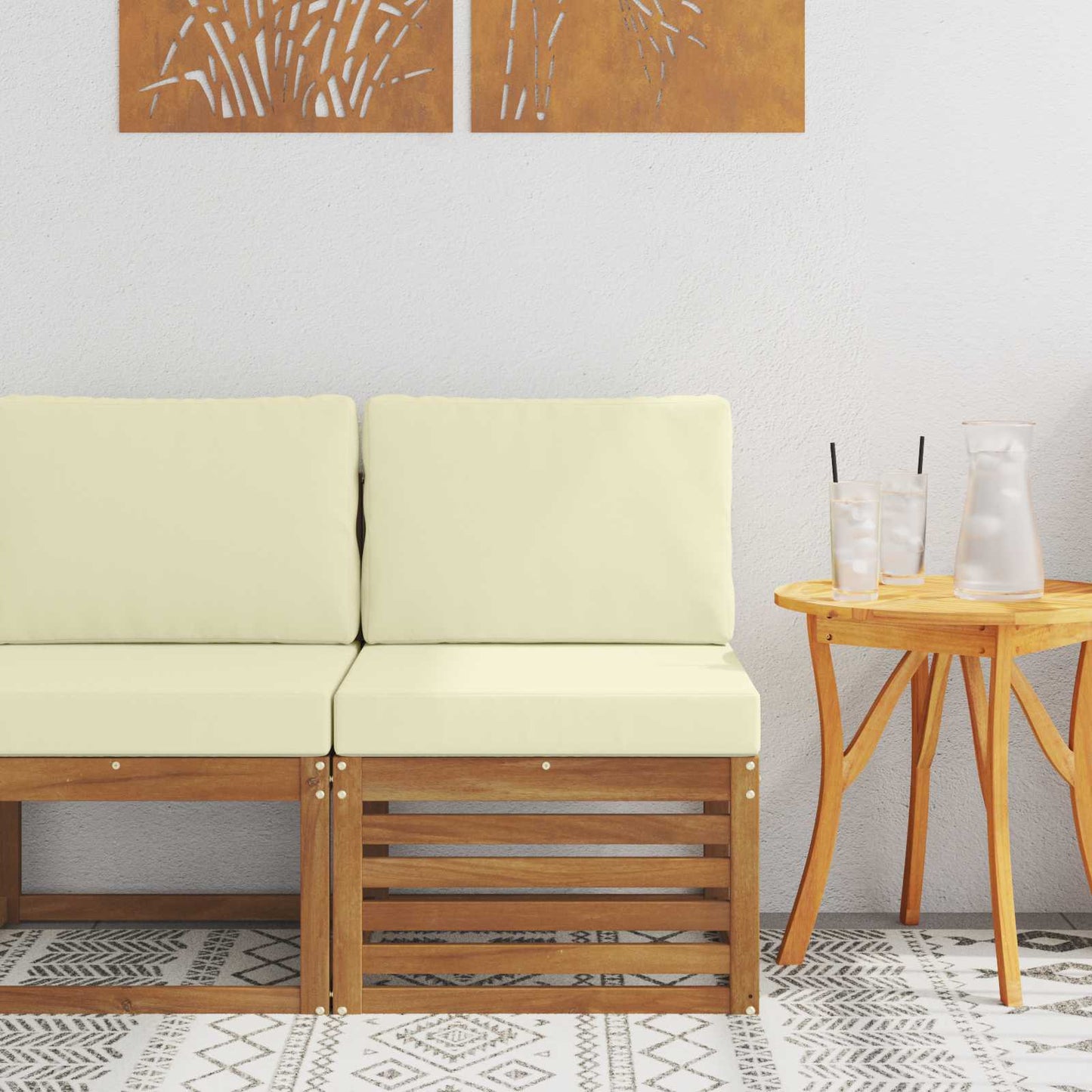 Outdoor Weiß 91 X 63 X 73 Cm Massivholz Akazie