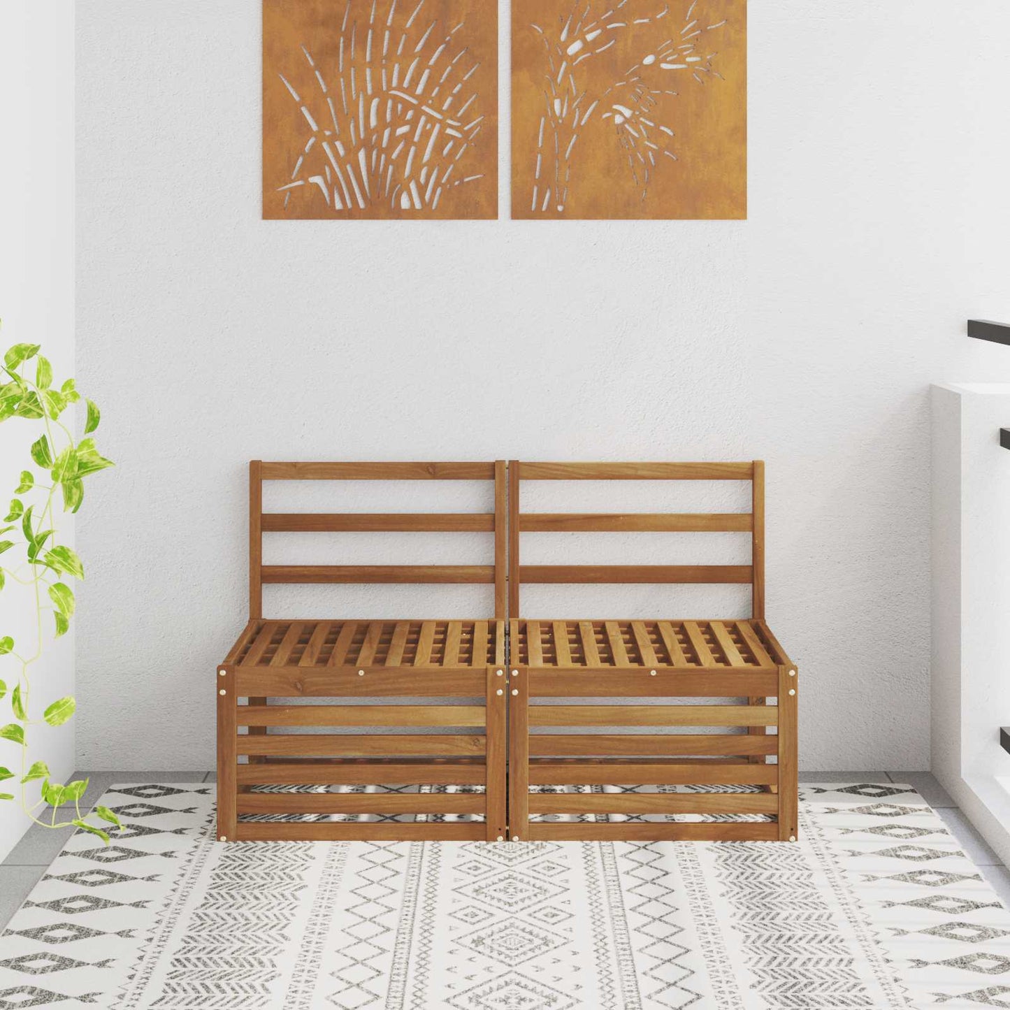 Outdoor Weiß 91 X 63 X 73 Cm Massivholz Akazie