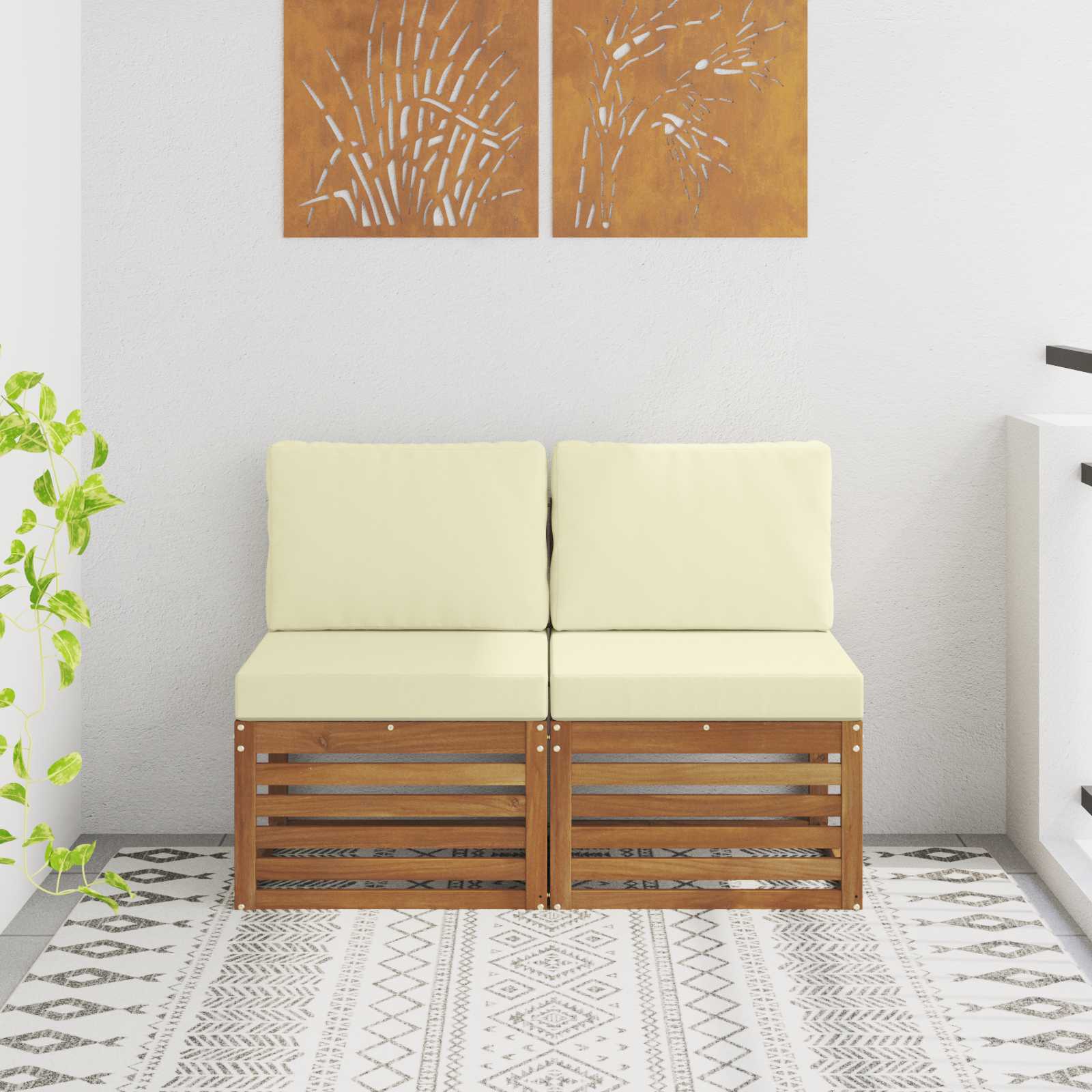Outdoor Weiß 91 X 63 X 73 Cm Massivholz Akazie