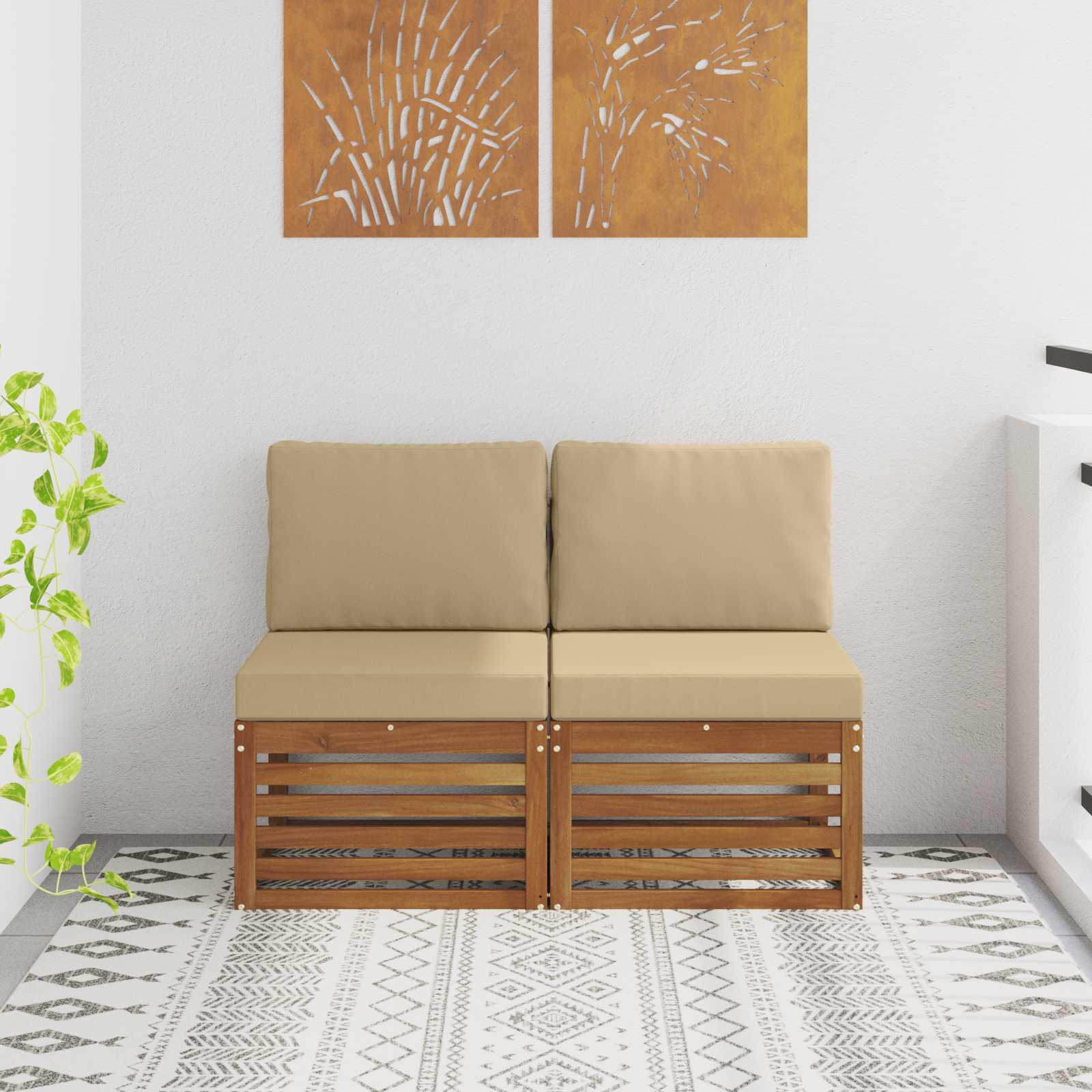Outdoor Weiß 91 X 63 X 73 Cm Massivholz Akazie