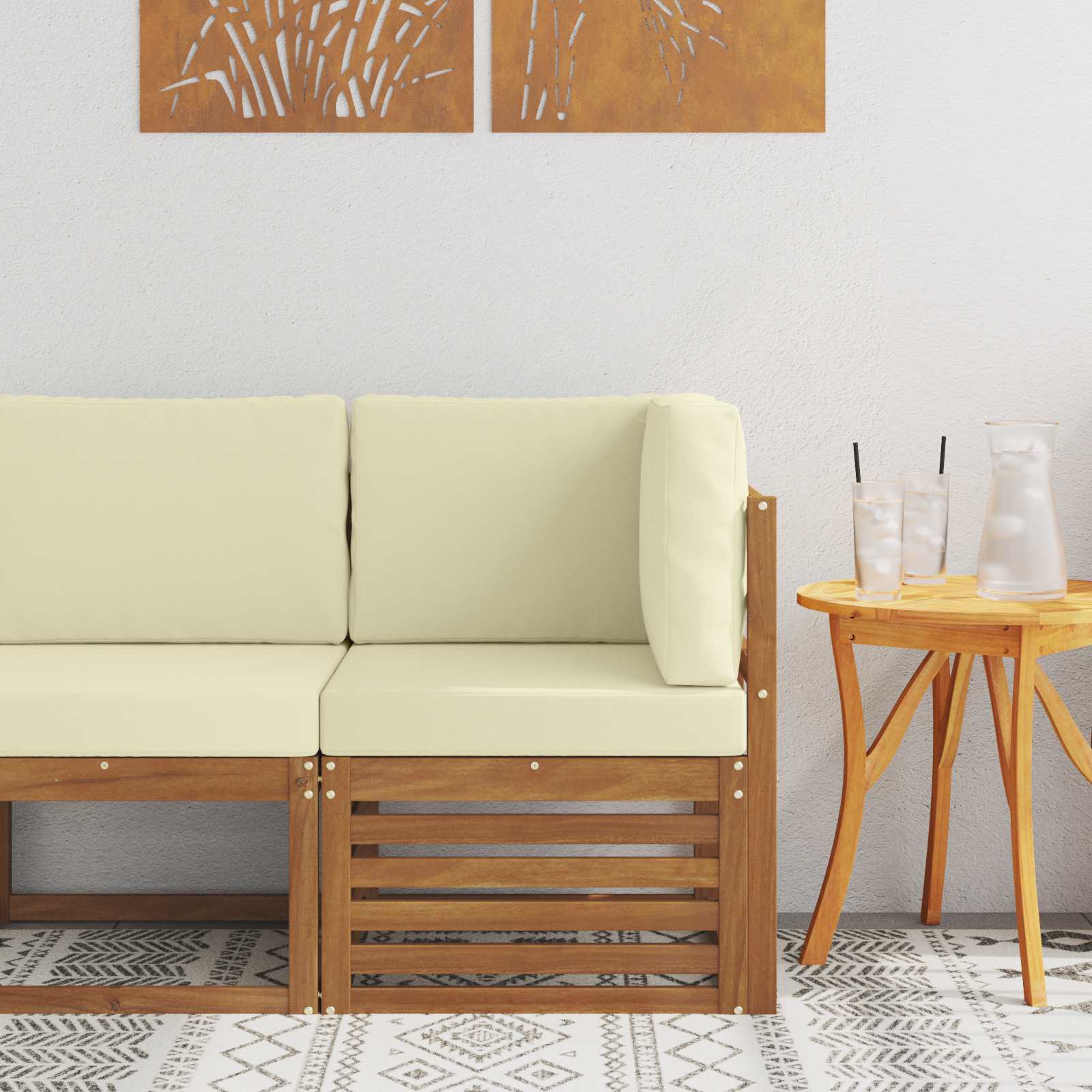 Outdoor Weiß 91 X 63 X 73 Cm Massivholz Akazie