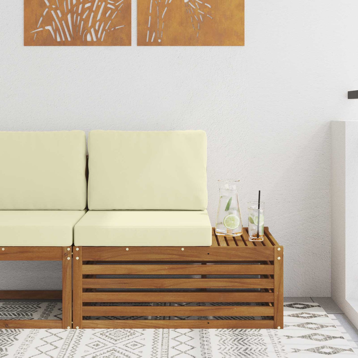 Outdoor Weiß 91 X 63 X 73 Cm Massivholz Akazie