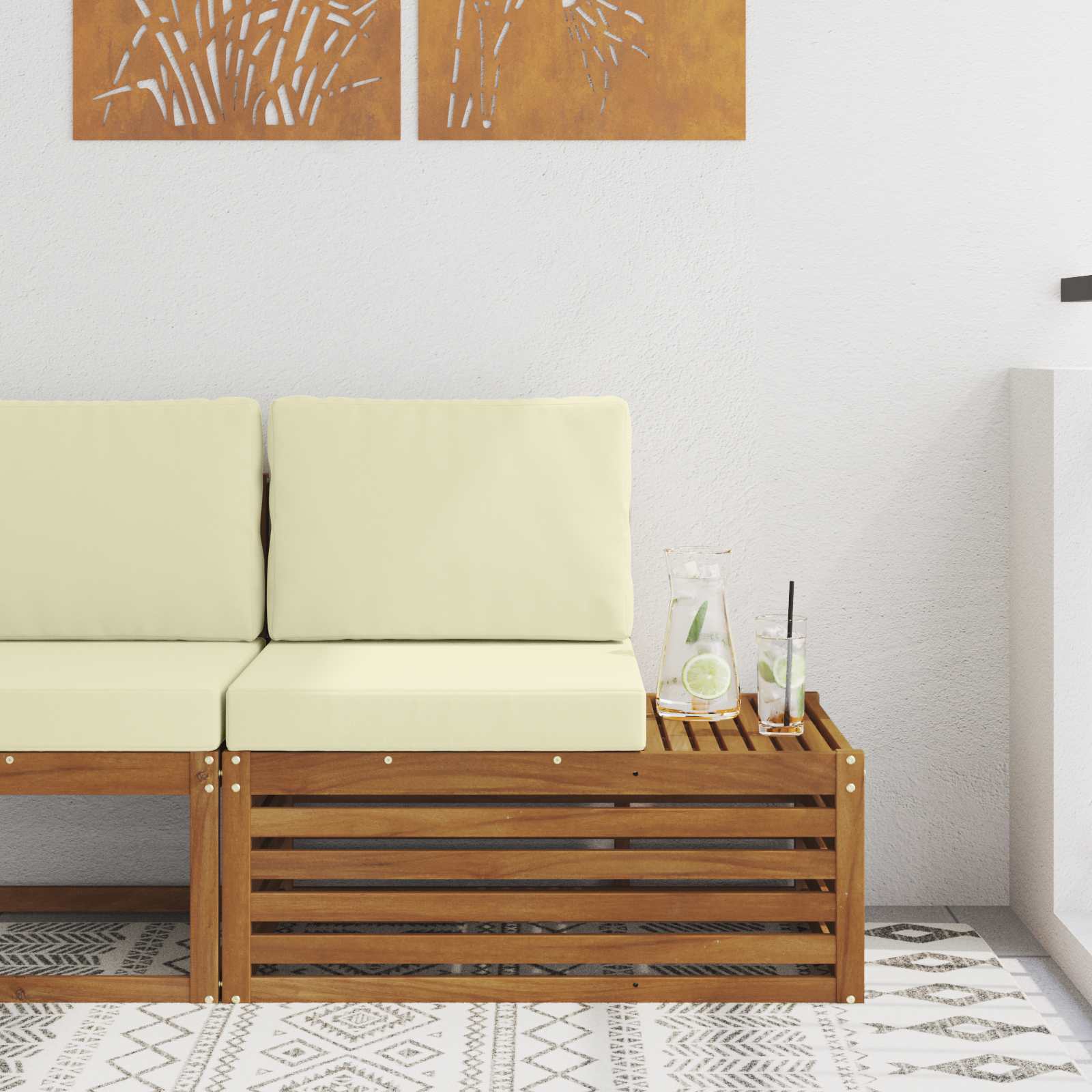 Outdoor Weiß 91 X 63 X 73 Cm Massivholz Akazie