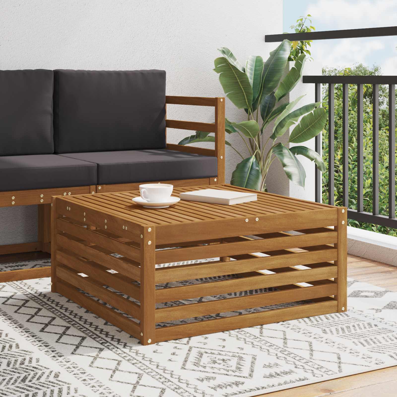 Outdoor Weiß 115 X 83 X 73 Cm Massivholz Akazie