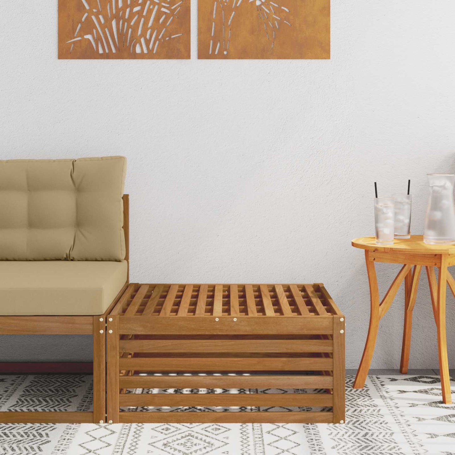 Outdoor Weiß 115 X 83 X 73 Cm Massivholz Akazie
