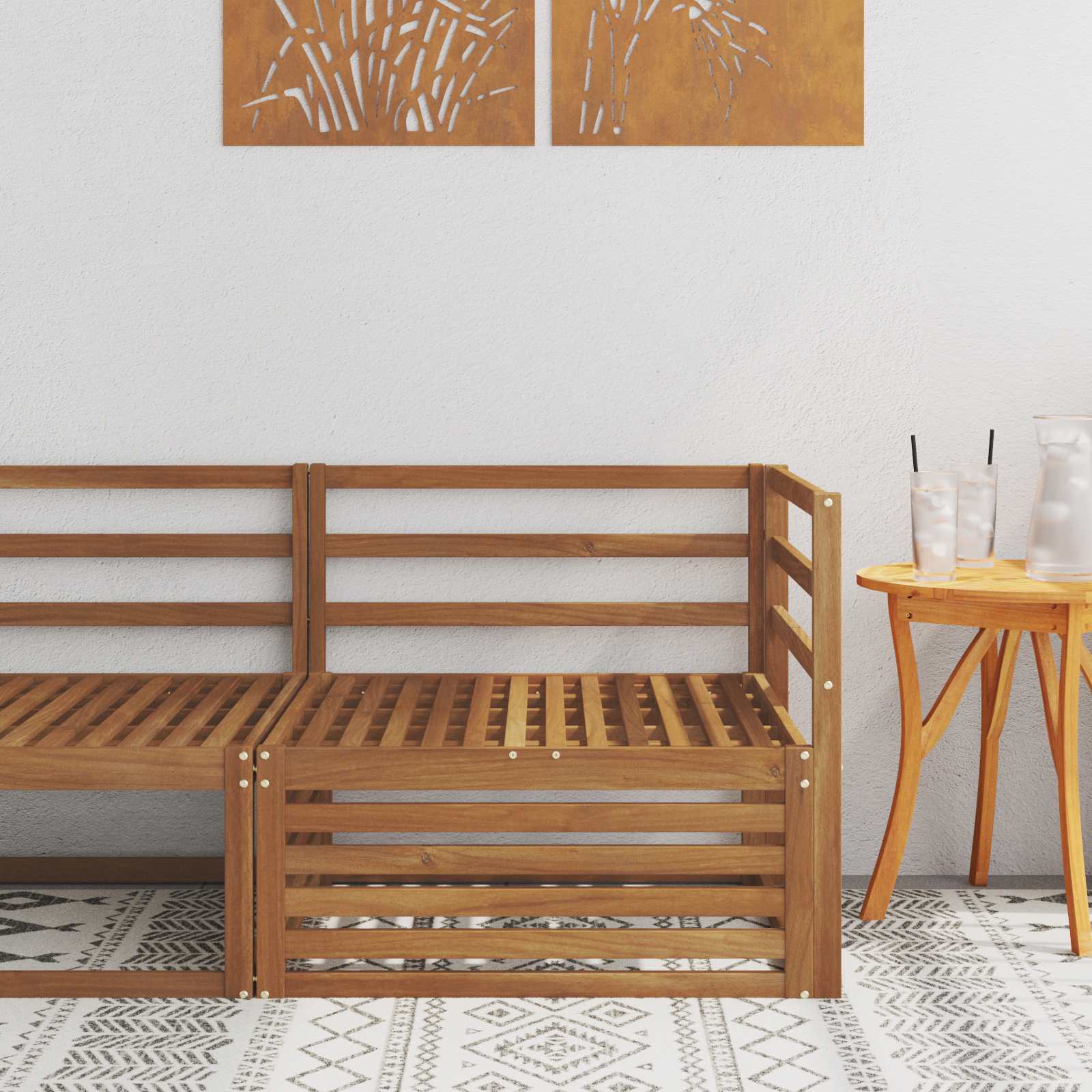 Outdoor Weiß 115 X 83 X 73 Cm Massivholz Akazie