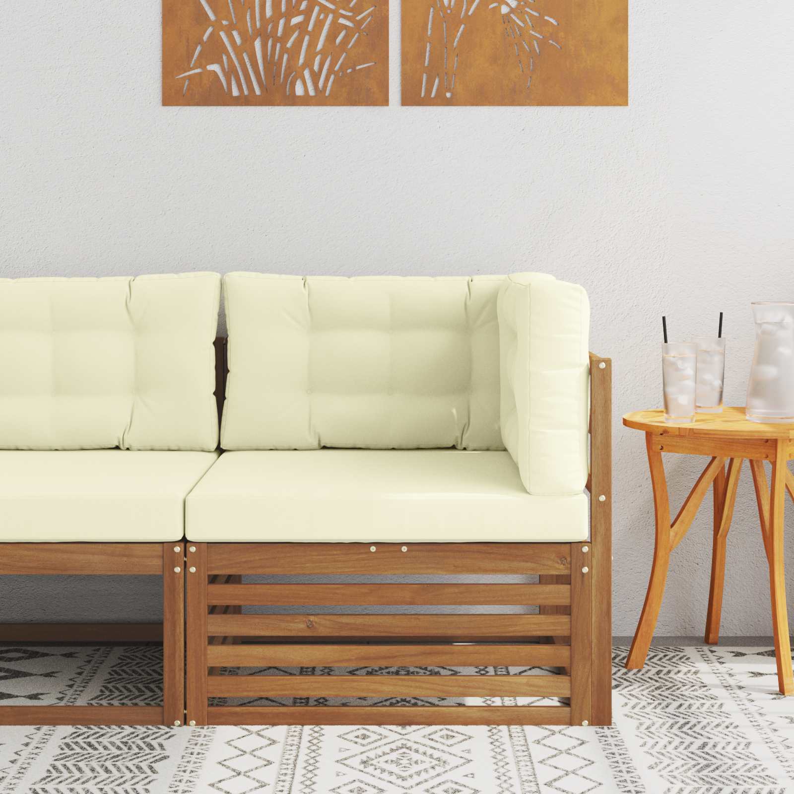 Outdoor Weiß 115 X 83 X 73 Cm Massivholz Akazie